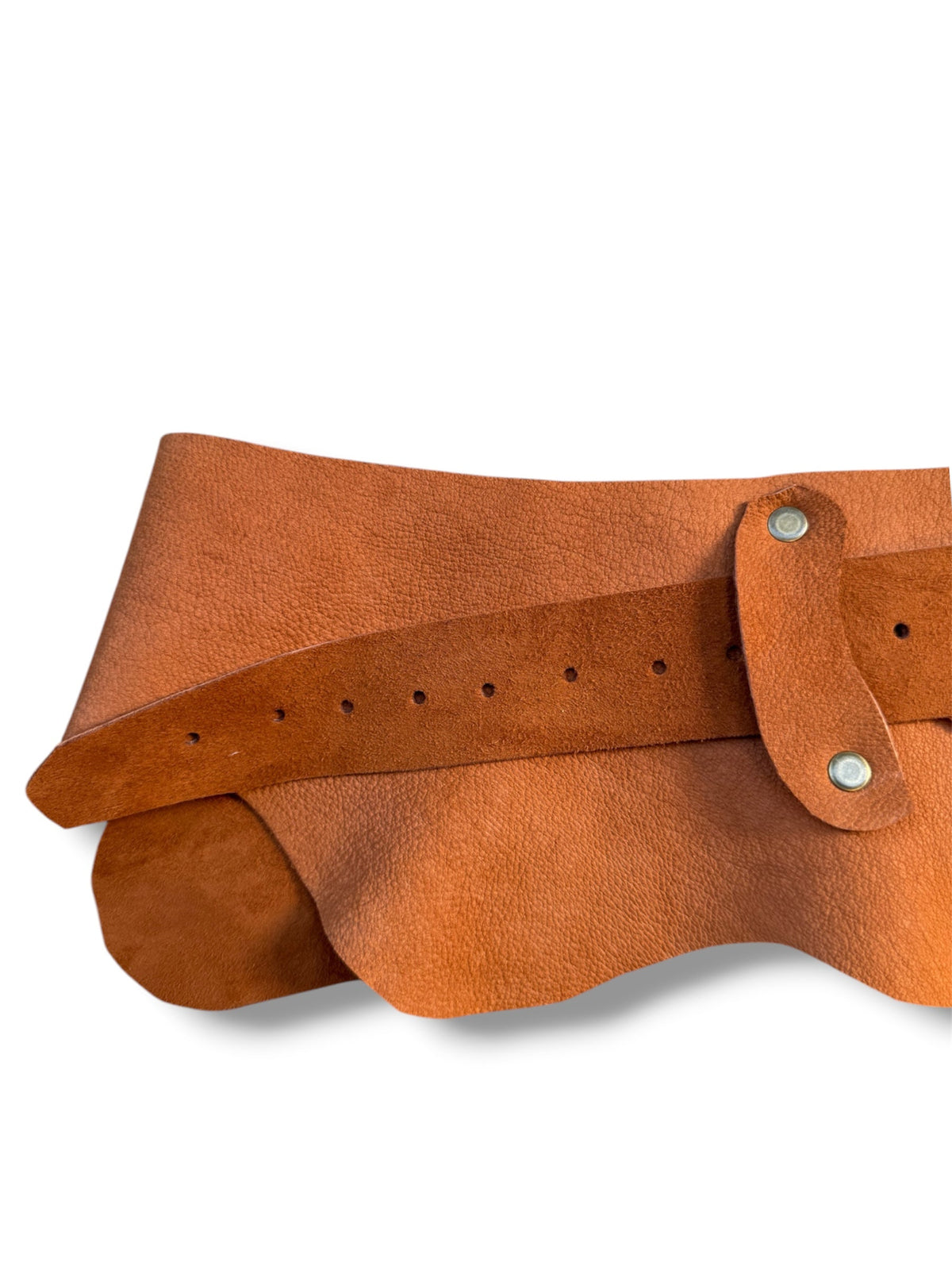 Kadın Kiremit Terracotta Tokalı Nubuk Kemer - Indie Asimetrik Günlük Kemer – Bohem Tarz Kadın Giyim Tasarım | Yılday Gür Butik