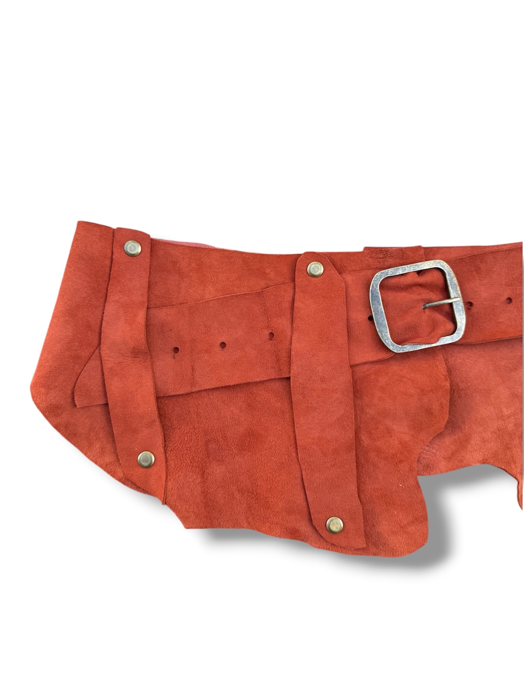 Kadın Terracotta Asimetrik Nubuk Deri Kemer - Marais El Yapımı Tasarım – Bohem Tarz Kadın Giyim Tasarım | Yılday Gür Butik