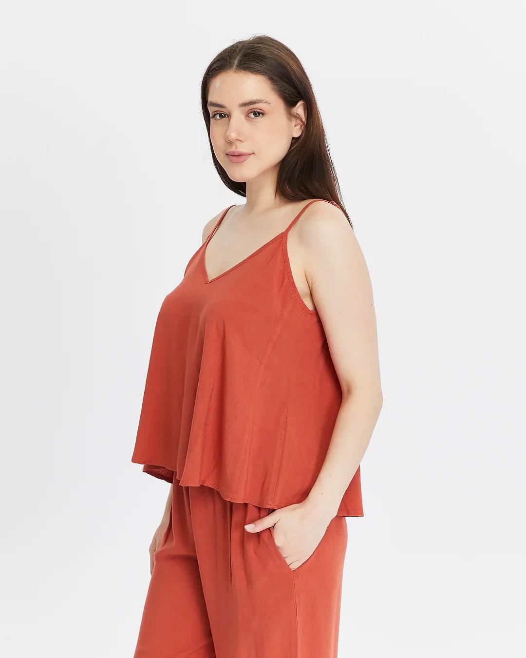 Keten Askılı Turuncu Bluz - Hafif ve Şık Tasarım butik bohem giyim – Yılday Gür Butik Üsküdar Emaar