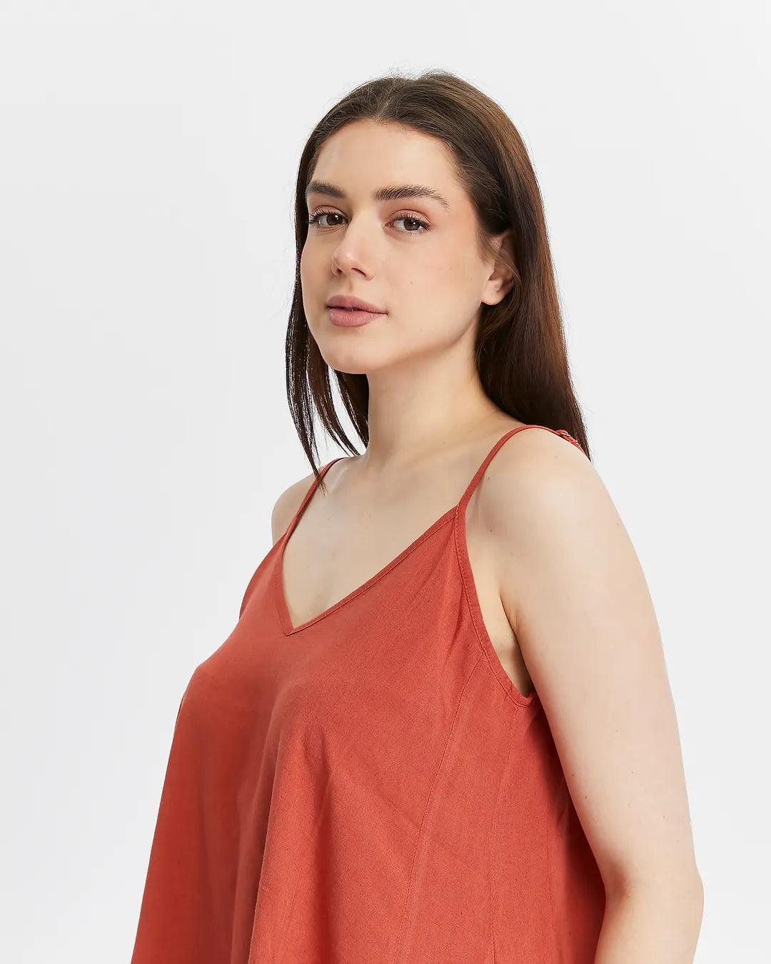 Keten Askılı Turuncu Bluz - Hafif ve Şık Tasarım butik bohem giyim – Yılday Gür Butik Üsküdar Emaar
