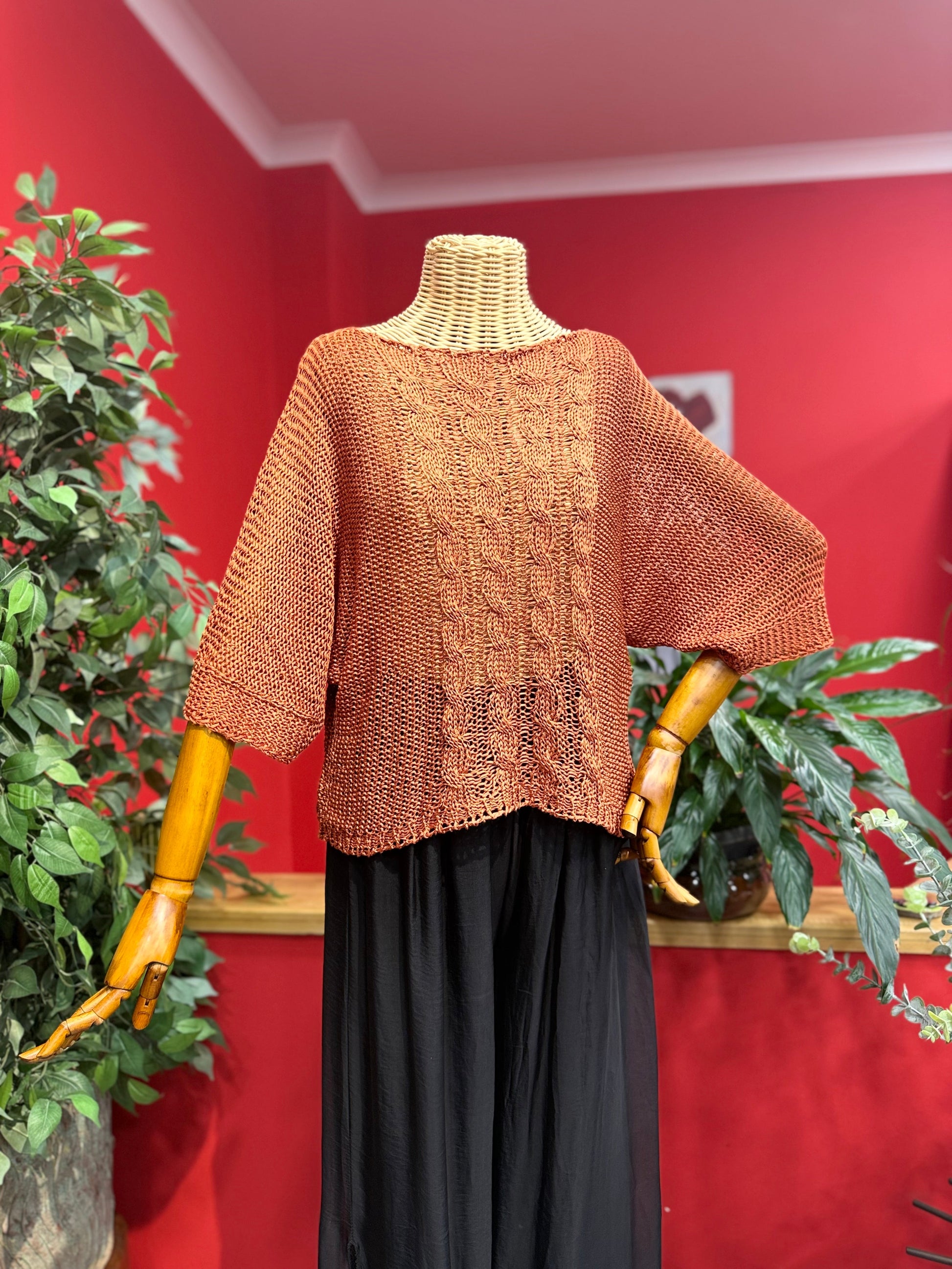 Kiremit Saç Örgü Triko Giyim > Üst Giyim > Kazak & Hırka > Kazak butik bohem giyim – Yılday Gür Butik Üsküdar Emaar