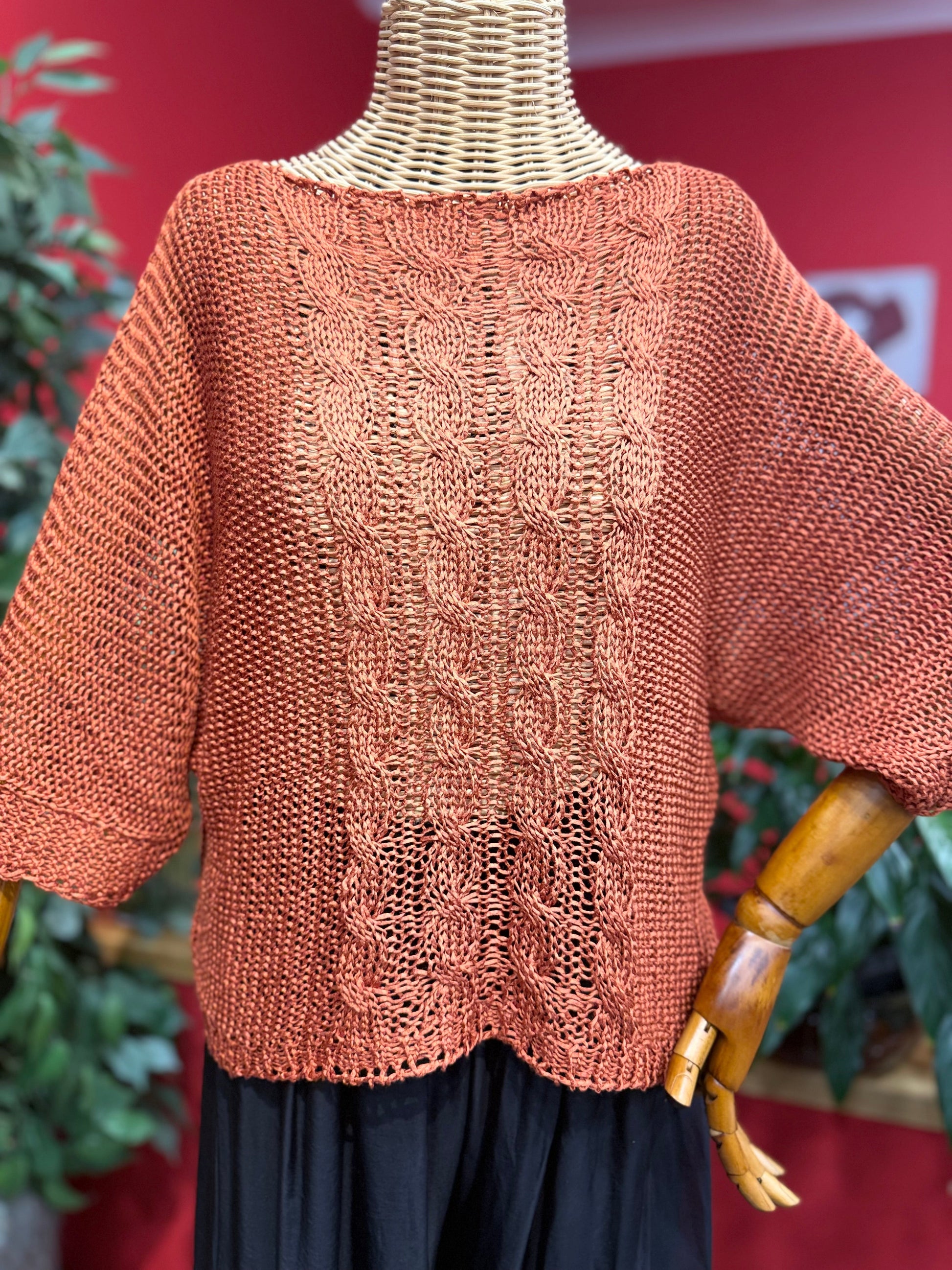 Kiremit Saç Örgü Triko Giyim > Üst Giyim > Kazak & Hırka > Kazak butik bohem giyim – Yılday Gür Butik Üsküdar Emaar