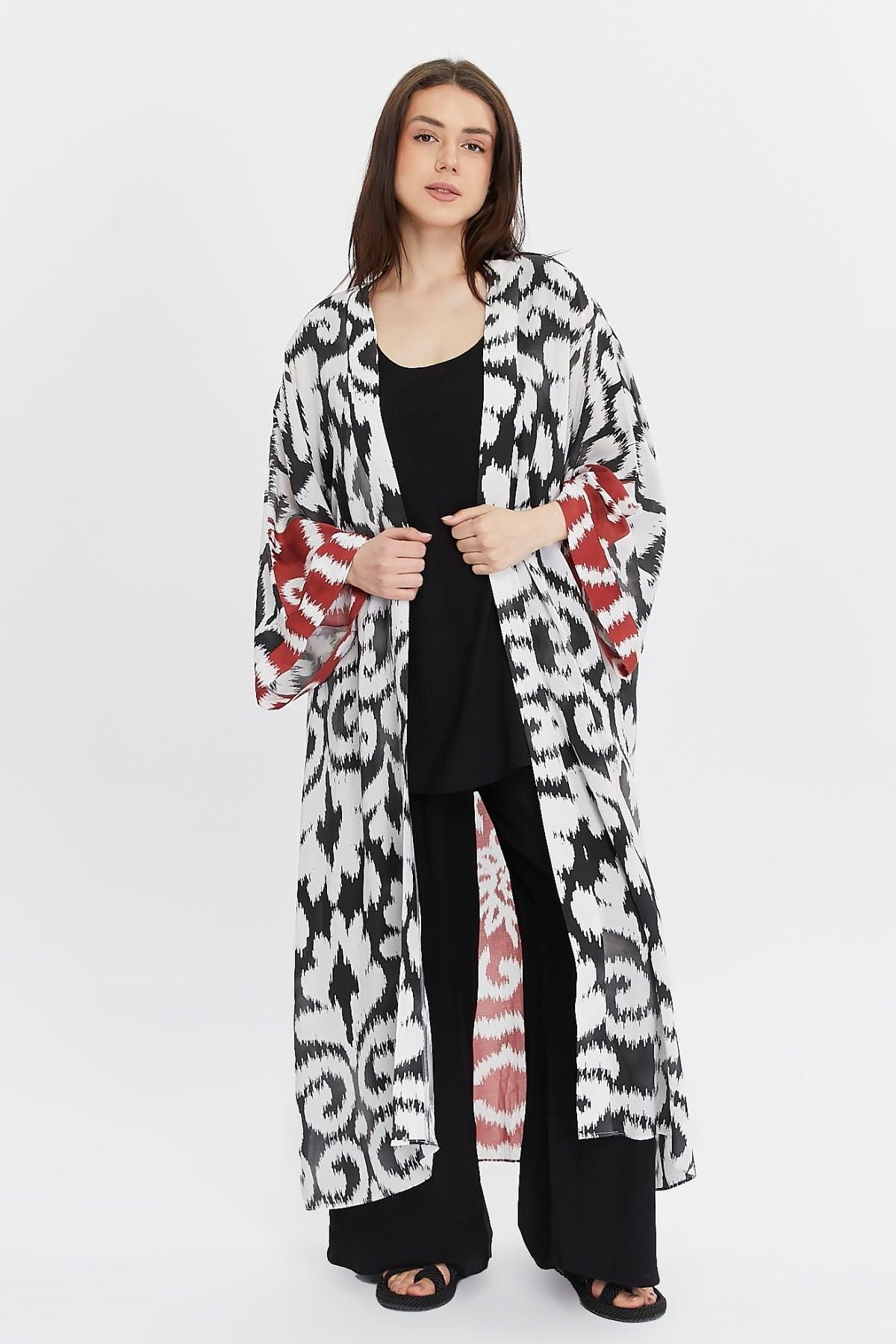 Kırmızı Kol Detaylı Kimono – Bohem Tarz Kadın Giyim Tasarım | Yılday Gür Butik
