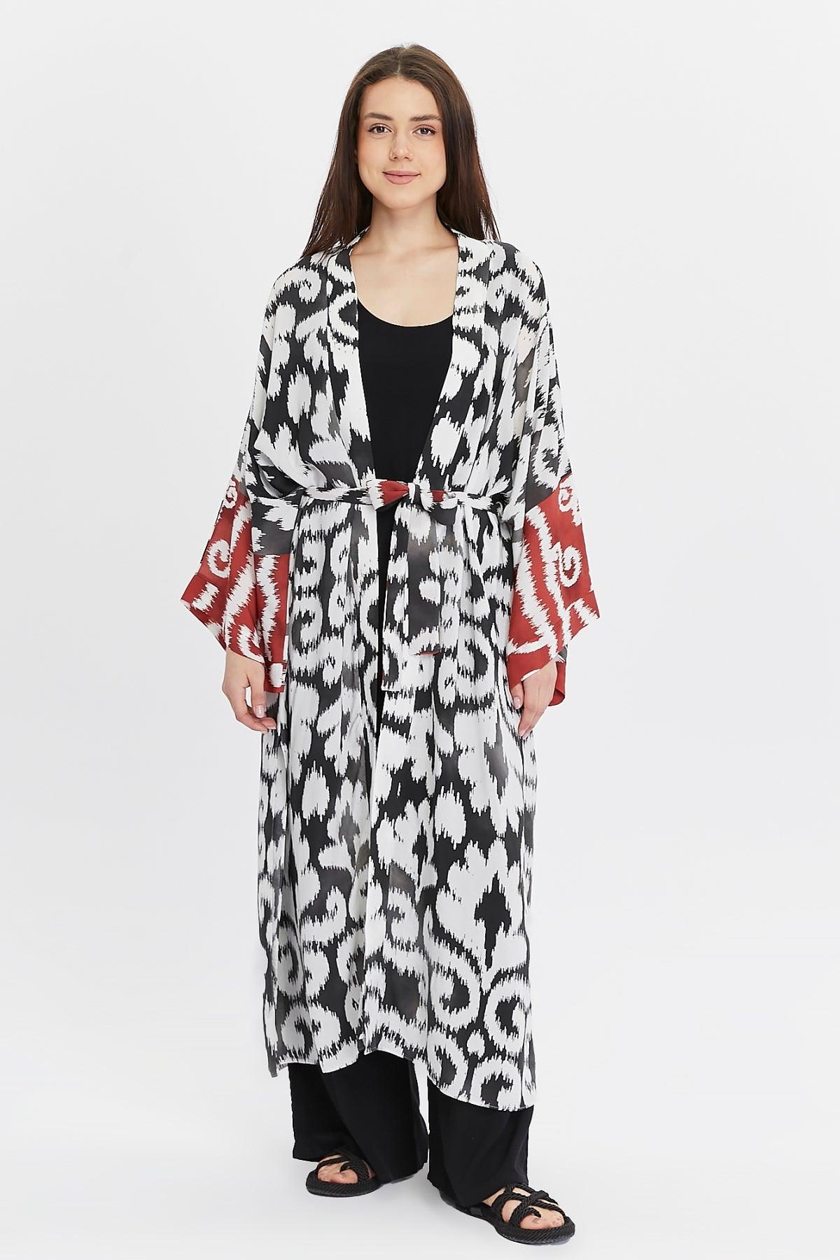 Kırmızı Kol Detaylı Kimono – Bohem Tarz Kadın Giyim Tasarım | Yılday Gür Butik