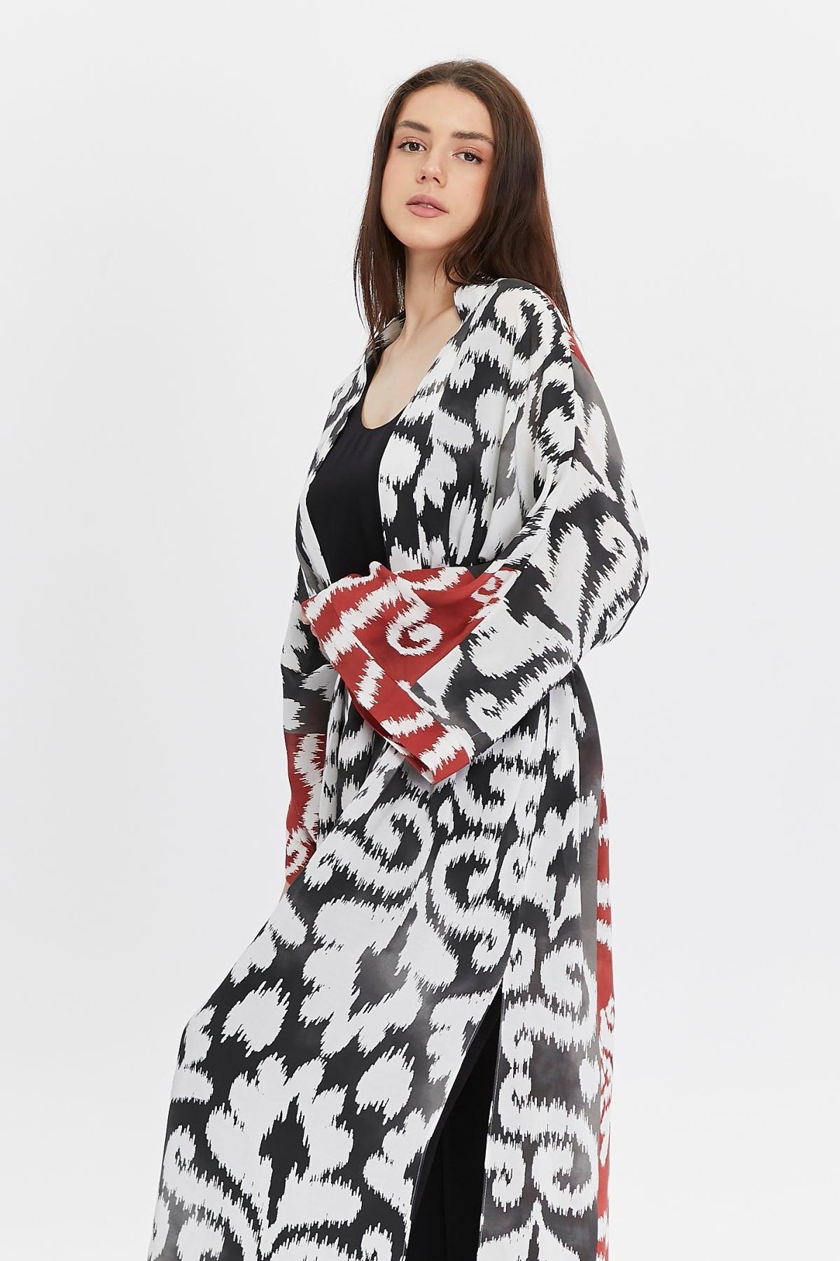 Kırmızı Kol Detaylı Kimono – Bohem Tarz Kadın Giyim Tasarım | Yılday Gür Butik