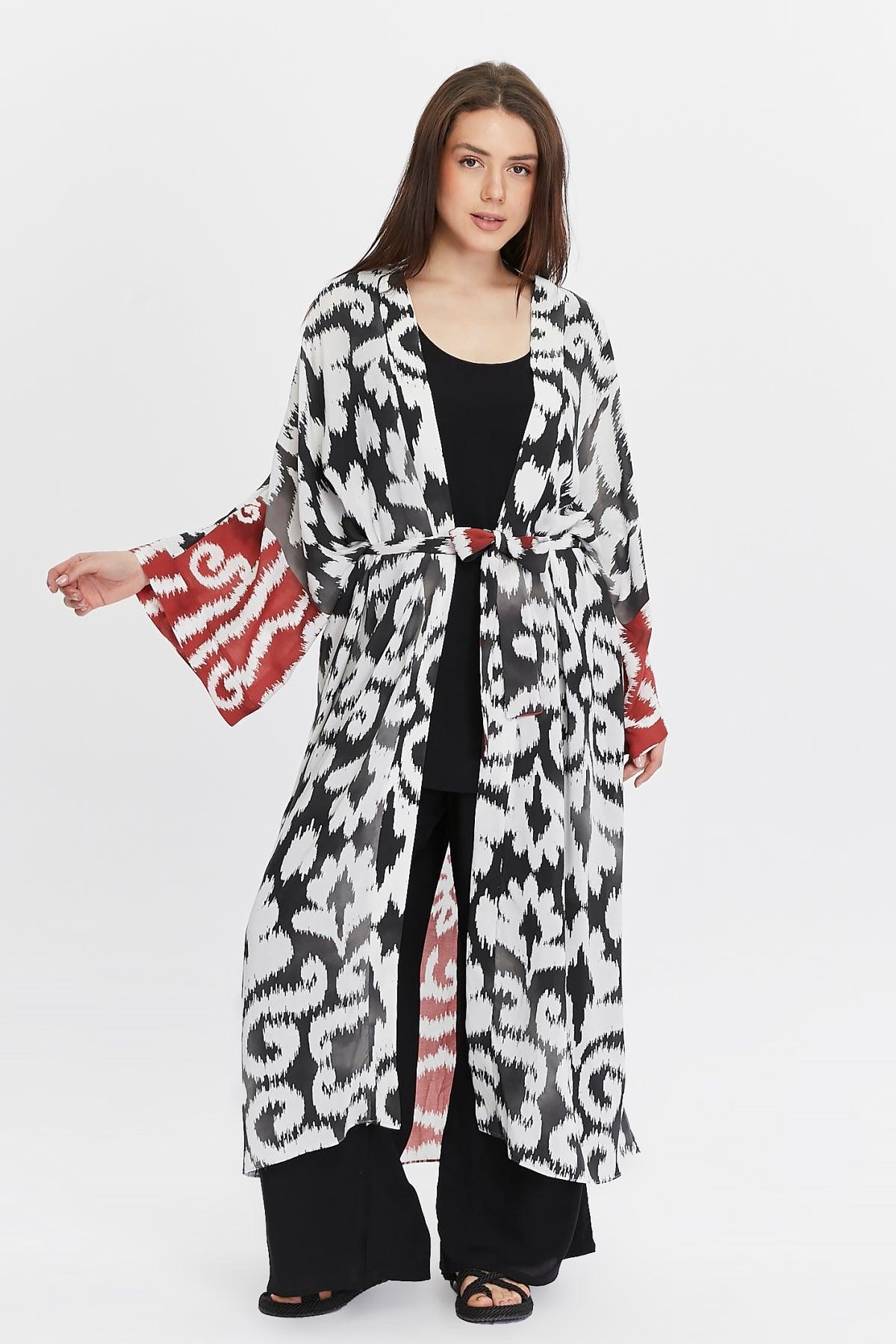 Kırmızı Kol Detaylı Kimono – Bohem Tarz Kadın Giyim Tasarım | Yılday Gür Butik