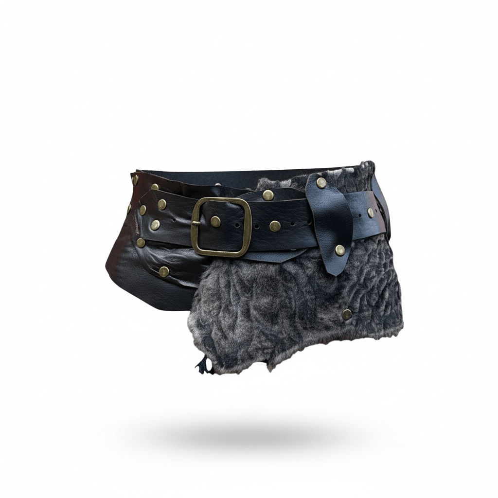 Kürk Detaylı Acı Kahve - Trok İşlemeli El Yapımı Tasarım Deri Kemer Aksesuar > Kemer butik bohem giyim – Yılday Gür Butik Üsküdar Emaar