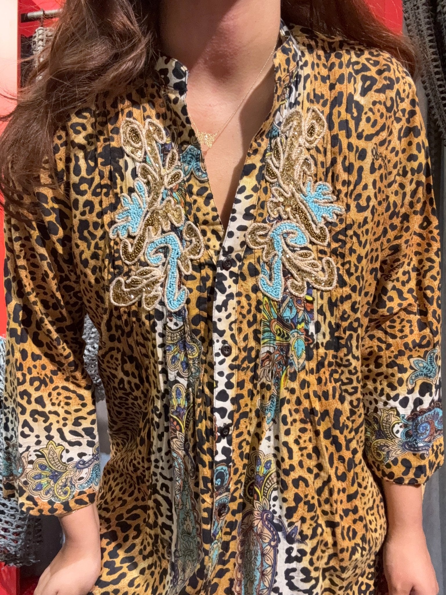 Leopar Desenli Pul İşlemeli Kadın Elbise Elbiseler butik bohem giyim – Yılday Gür Butik Üsküdar Emaar
