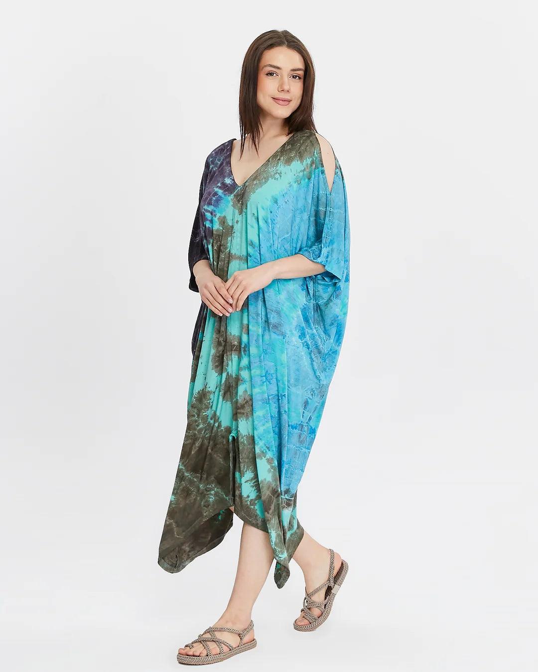 Mavi Batik Elbise - Doğal ve Modern Tasarım Elbiseler butik bohem giyim – Yılday Gür Butik Üsküdar Emaar