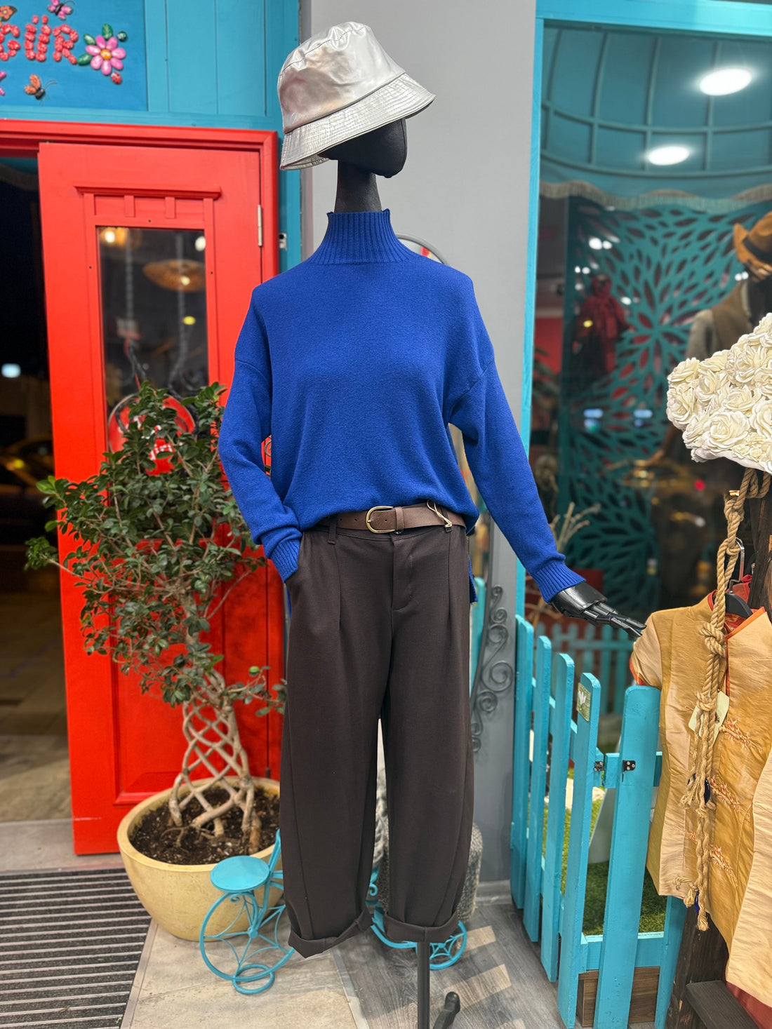 Mavi Dik Yaka Triko Kazak - İtalyan Tasarımı Premium Basic Triko Giyim > Üst Giyim > Kazak & Hırka > Kazak butik bohem giyim – Yılday Gür Butik Üsküdar Emaar