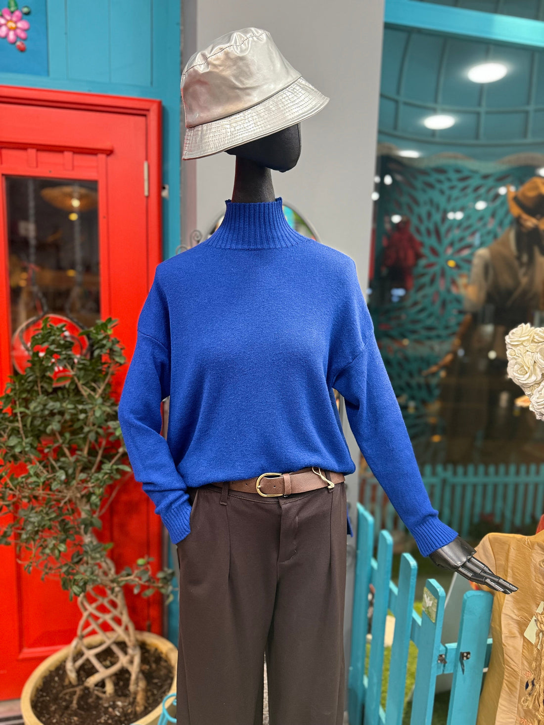 Mavi Dik Yaka Triko Kazak - İtalyan Tasarımı Premium Basic Triko Giyim > Üst Giyim > Kazak & Hırka > Kazak butik bohem giyim – Yılday Gür Butik Üsküdar Emaar