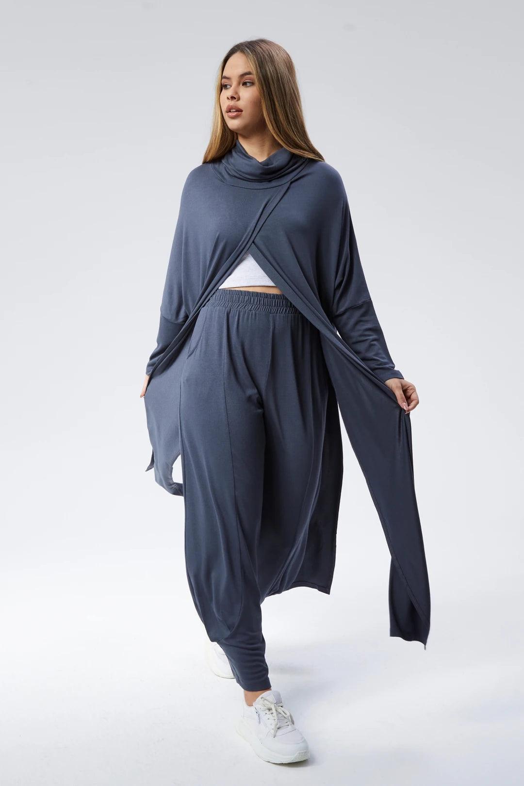Mavi Triko Degaje Tunik - Şık ve Rahat Tasarım Giyim > Üst Giyim > Bluz & Tunik > Tunik butik bohem giyim – Yılday Gür Butik