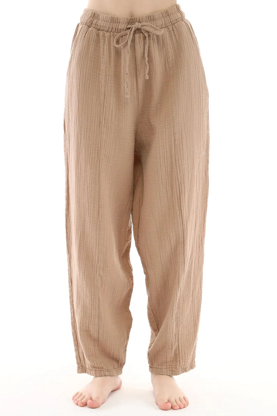 Müslin Vizon Pantolon - %100 Pamuk ve Şık Tasarım Giyim > Alt Giyim > Pantolon butik bohem giyim – Yılday Gür Butik Üsküdar Emaar