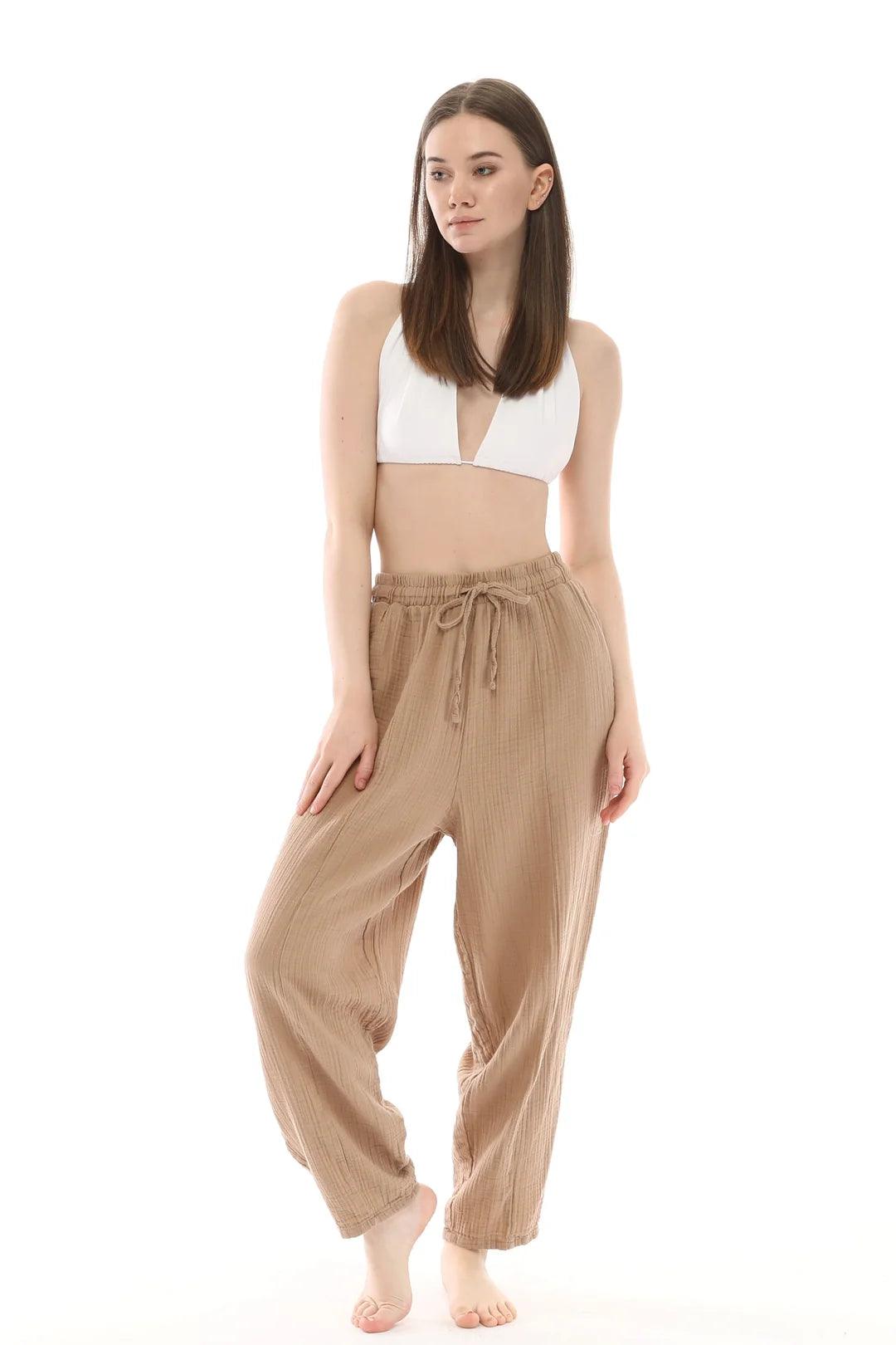 Müslin Vizon Pantolon - %100 Pamuk ve Şık Tasarım Giyim > Alt Giyim > Pantolon butik bohem giyim – Yılday Gür Butik Üsküdar Emaar