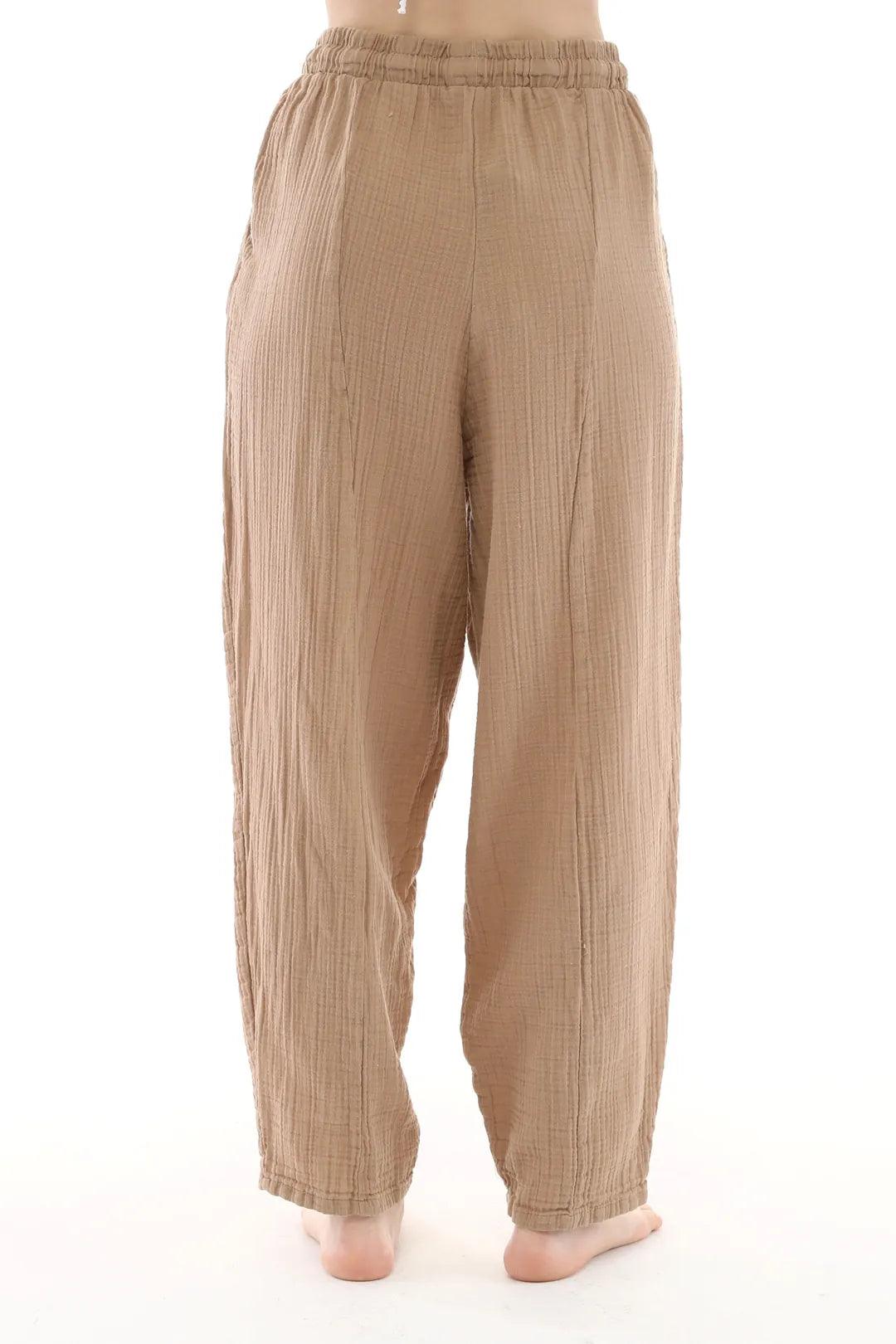 Müslin Vizon Pantolon - %100 Pamuk ve Şık Tasarım Giyim > Alt Giyim > Pantolon butik bohem giyim – Yılday Gür Butik Üsküdar Emaar