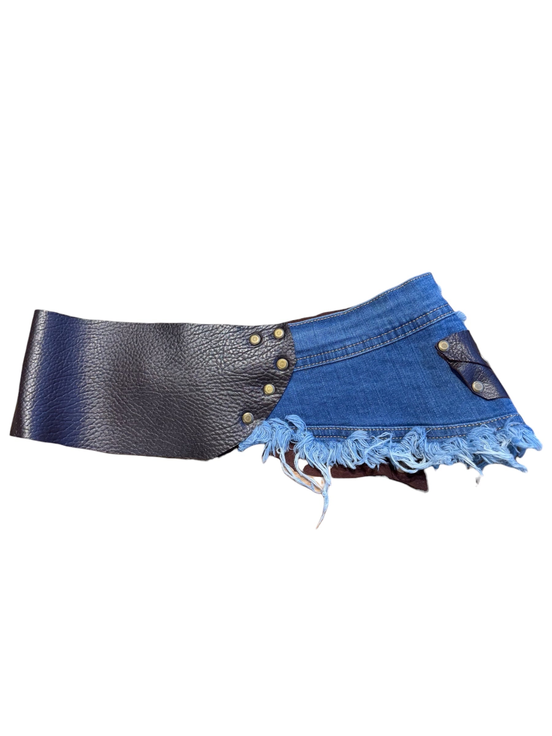 Noa Detaylı Acı Kahve Tasarım Deri Kemer - Denim Garnili Patchwork Özel Tasarım Upcycled – Bohem Tarz Kadın Giyim Tasarım | Yılday Gür Butik