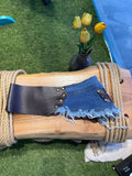 Noa Detaylı Acı Kahve Tasarım Deri Kemer - Denim Garnili Patchwork Özel Tasarım Upcycled – Bohem Tarz Kadın Giyim Tasarım | Yılday Gür Butik