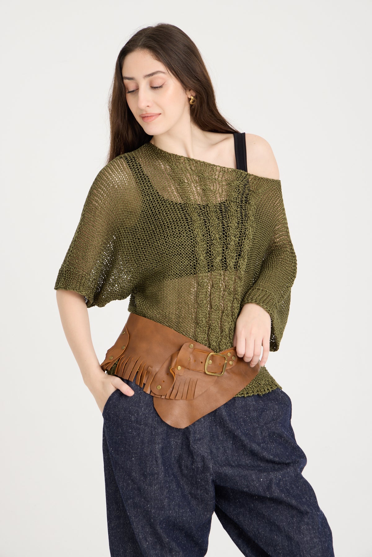 Outlander El Yapımı Püsküllü Deri Kemer Aksesuar > Kemer butik bohem giyim – Yılday Gür Butik Üsküdar Emaar