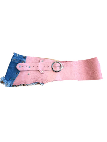 Pinkieby El Yapımı Denim Detaylı Hakiki Deri Bohem Korse Kemer – Bohem Tarz Kadın Giyim Tasarım | Yılday Gür Butik