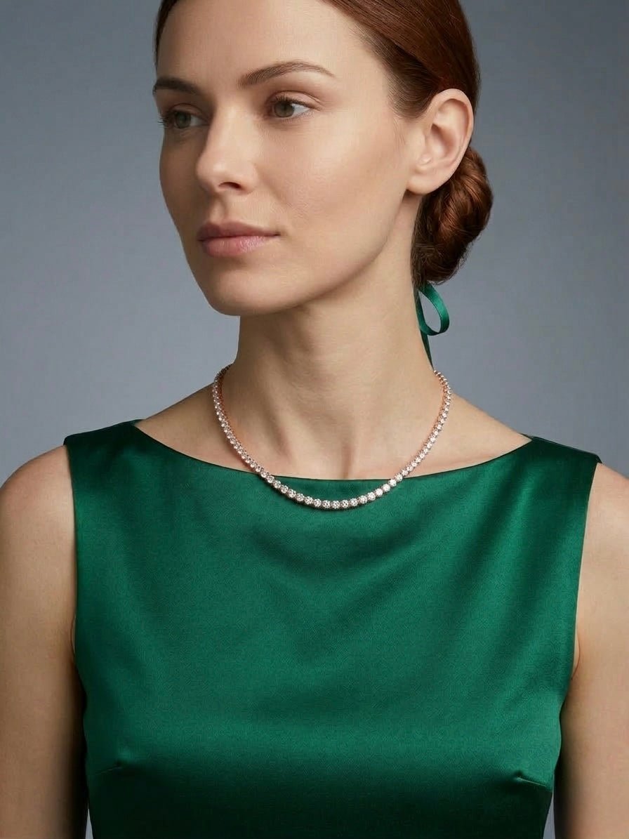 Premium Kristal Taşlı Su Yolu Kolye - Tennis Necklace Silver Aksesuarlar > Takılar > Kolye butik bohem giyim – Yılday Gür Butik Üsküdar Emaar