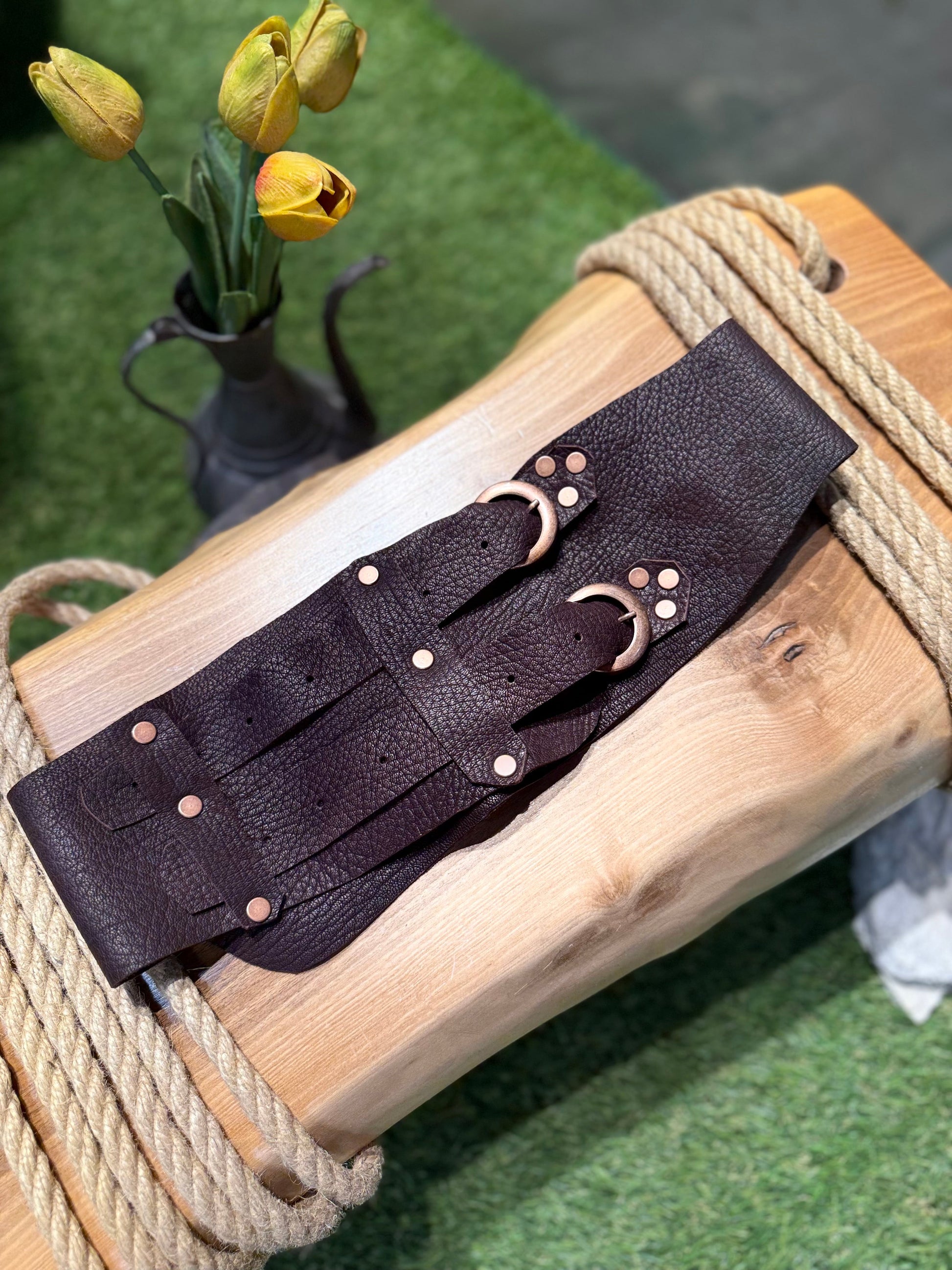 Robin Çift Kayışlı Deri Kemer – Bohem Tarz Kadın Giyim Tasarım | Yılday Gür Butik