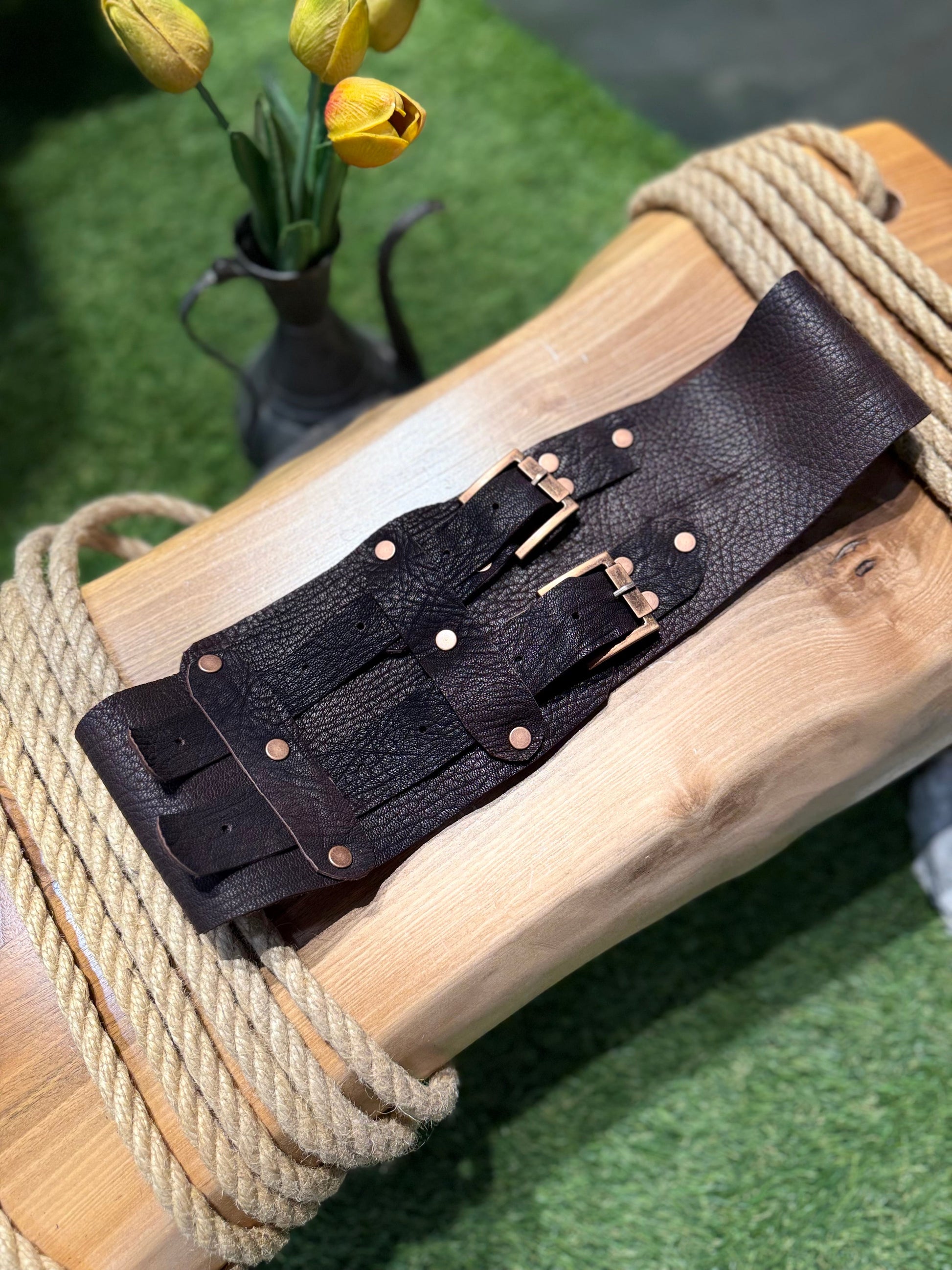 Robin Çift Kayışlı Deri Kemer – Bohem Tarz Kadın Giyim Tasarım | Yılday Gür Butik
