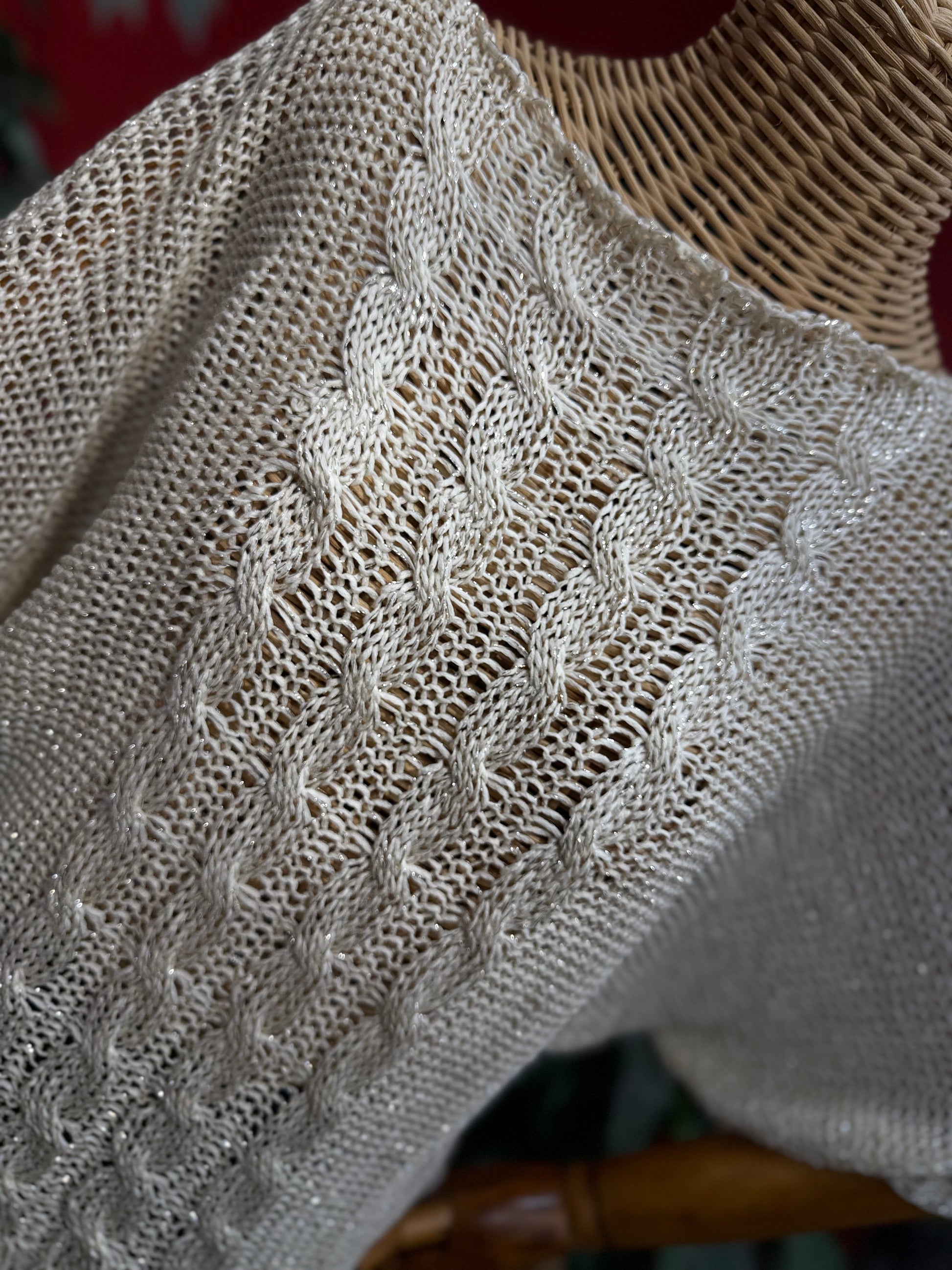 Simli Beyaz Saç Örgü Triko Giyim > Üst Giyim > Kazak & Hırka > Kazak butik bohem giyim – Yılday Gür Butik Üsküdar Emaar