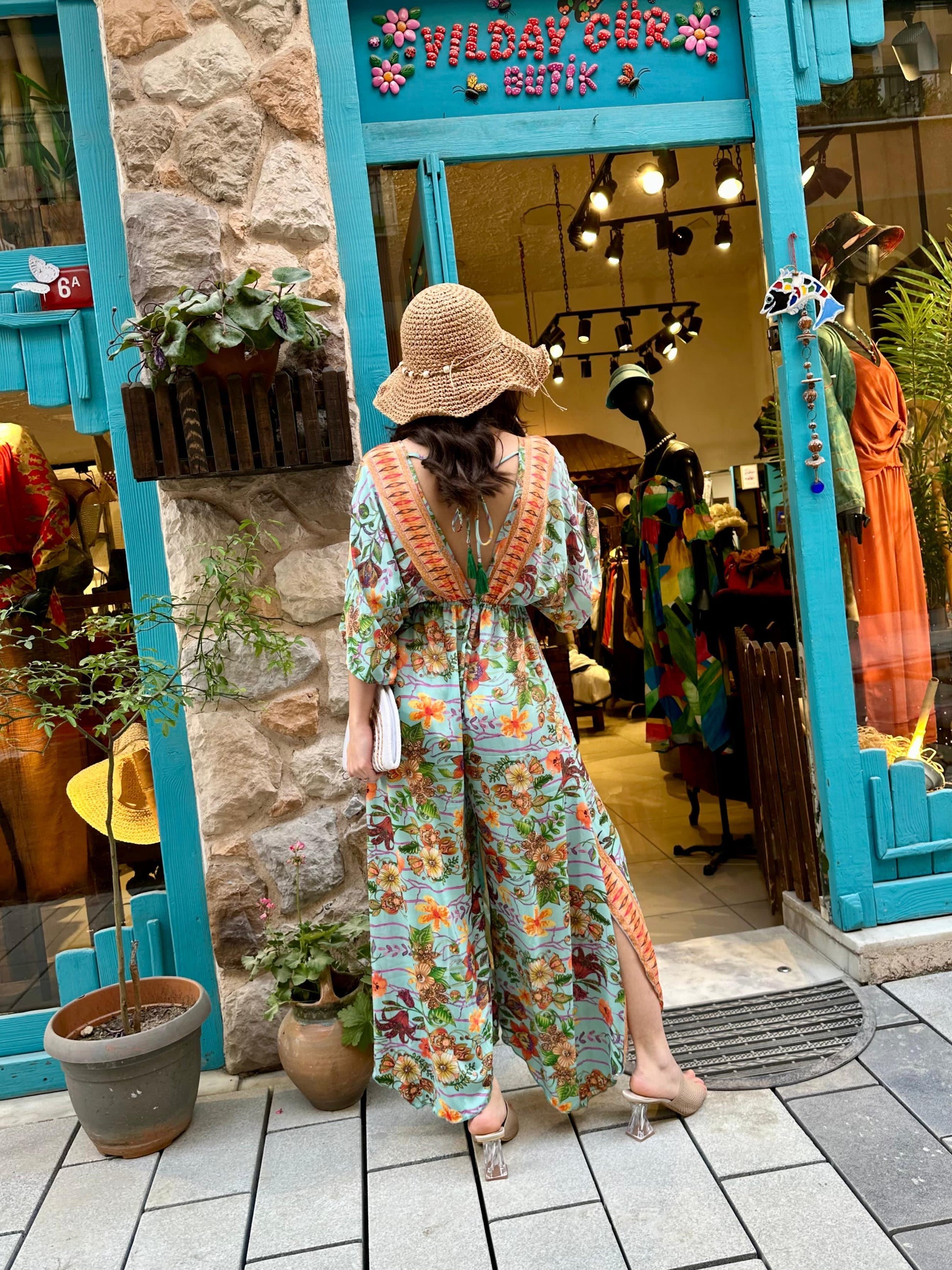 Sırt Bağlama Detaylı İpek Elbise - İthal Ürün, Zarif ve Şık Tasarım Giyim > Elbise butik bohem giyim – Yılday Gür Butik Üsküdar Emaar