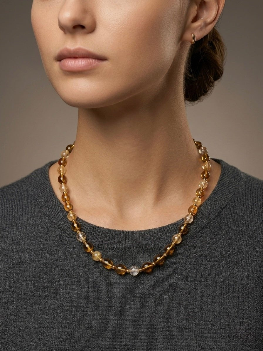 Sitrin ve Kehribar Doğal Taş Kolye El Yapımı Kadın Aksesuar Aksesuarlar > Takılar > Kolye butik bohem giyim – Yılday Gür Butik Üsküdar Emaar