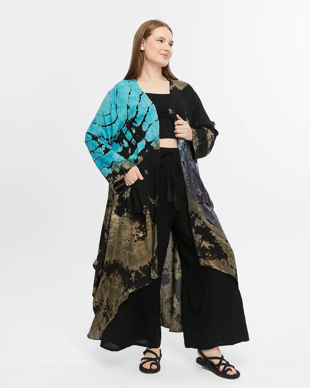 Siyah Batik Kaftan - Şık ve Rahat Tasarım butik bohem giyim – Yılday Gür Butik Üsküdar Emaar