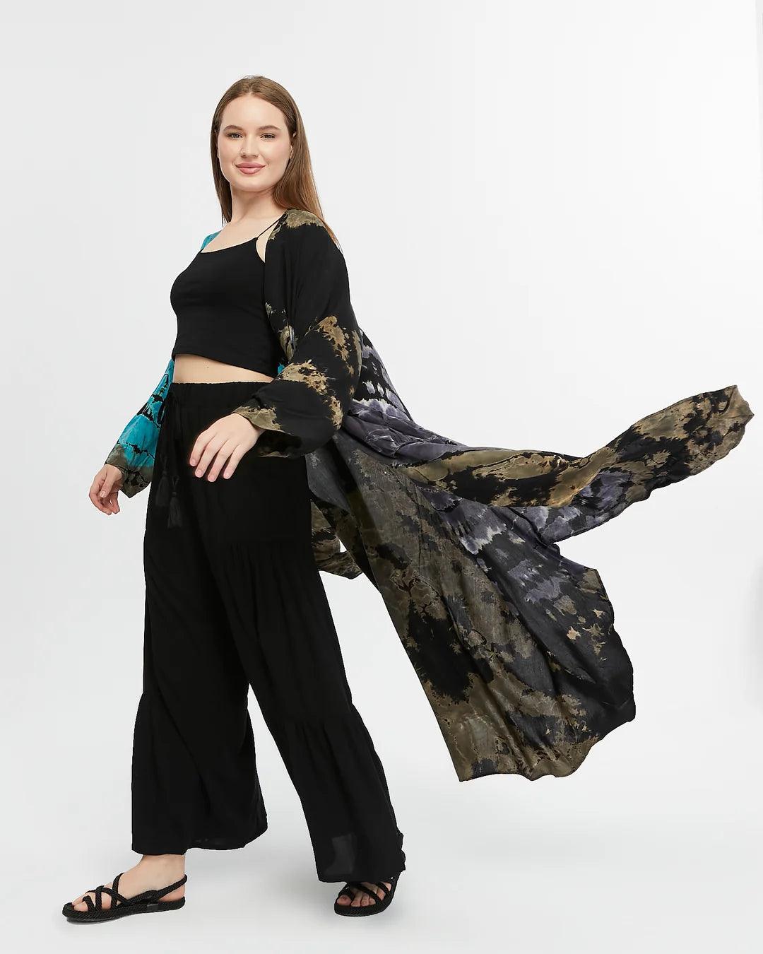 Siyah Batik Kaftan - Şık ve Rahat Tasarım butik bohem giyim – Yılday Gür Butik Üsküdar Emaar
