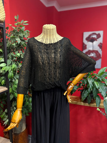 Siyah Saç Örgü Triko Kazak Giyim > Üst Giyim > Kazak & Hırka > Kazak butik bohem giyim – Yılday Gür Butik Üsküdar Emaar