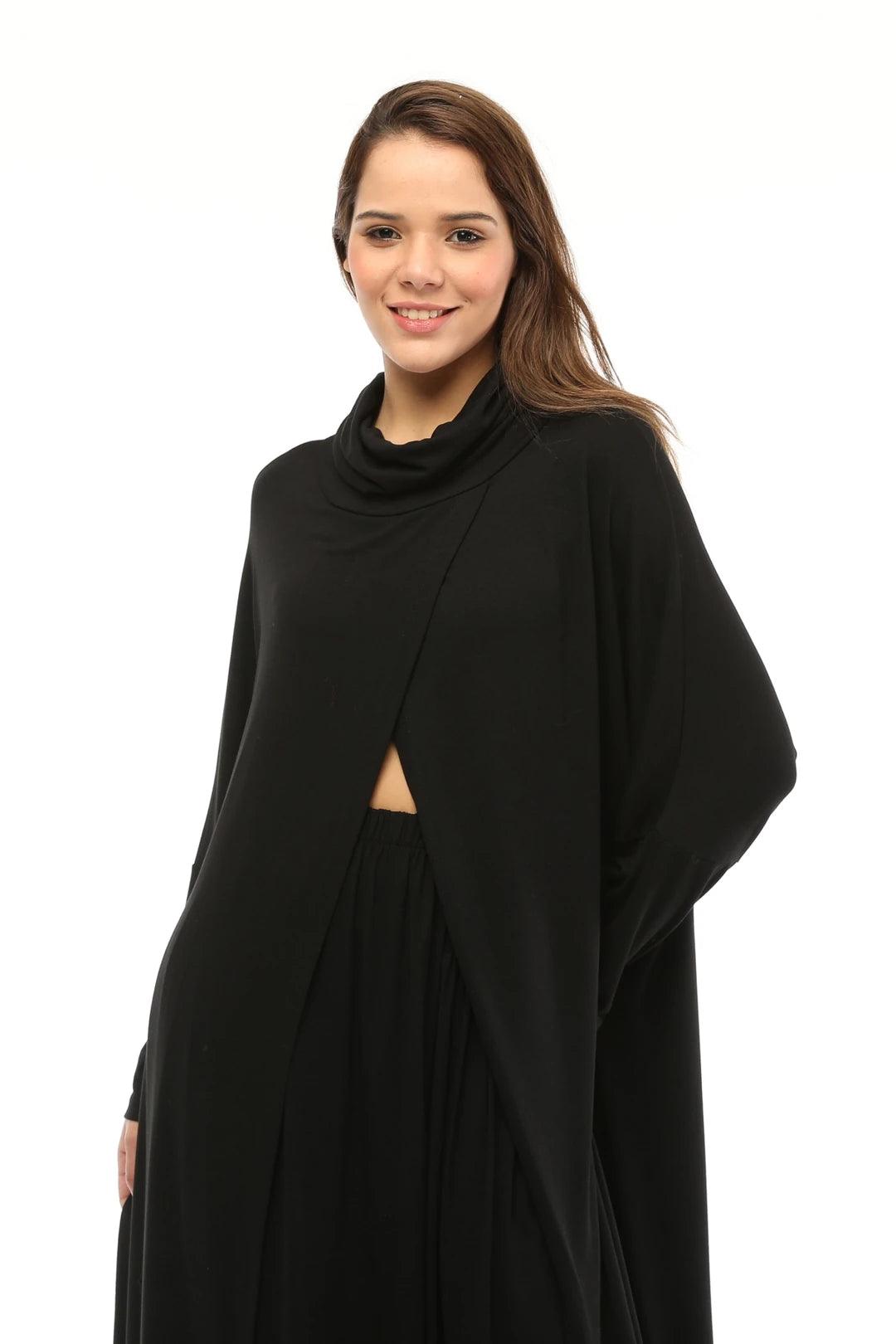Siyah Triko Degaje Tunik - Yumuşak, Konforlu ve Şık Tasarım Giyim > Üst Giyim > Bluz & Tunik > Tunik butik bohem giyim – Yılday Gür Butik