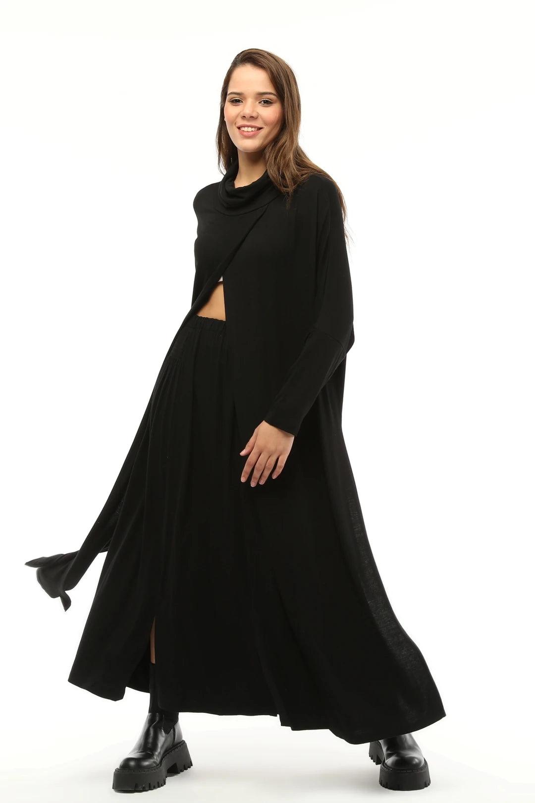 Siyah Triko Degaje Tunik - Yumuşak, Konforlu ve Şık Tasarım Giyim > Üst Giyim > Bluz & Tunik > Tunik butik bohem giyim – Yılday Gür Butik