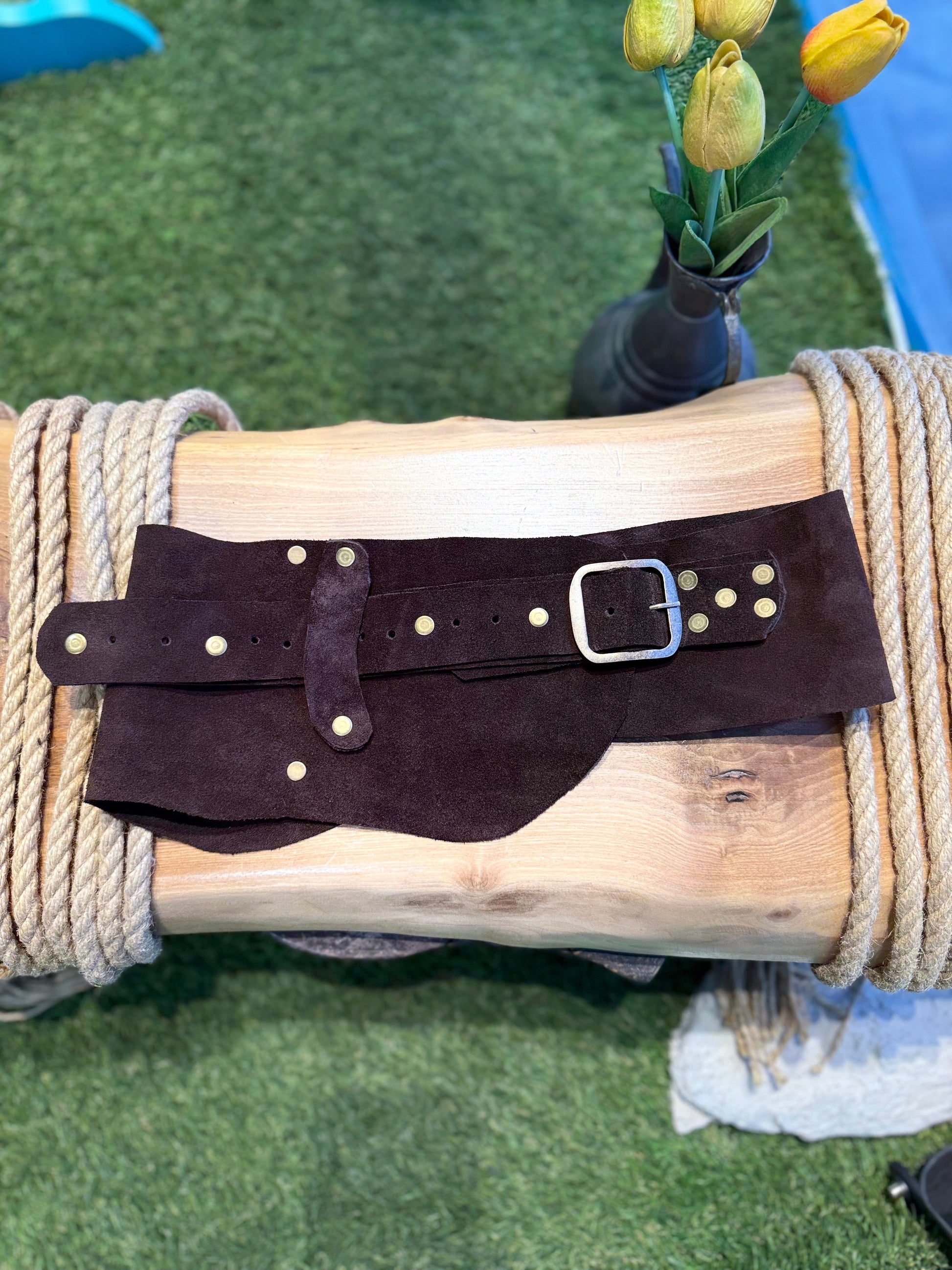Sorelle Acı Kahve Nubuk Süet Hakiki Deri Kemer - Vintage Tasarım – Bohem Tarz Kadın Giyim Tasarım | Yılday Gür Butik