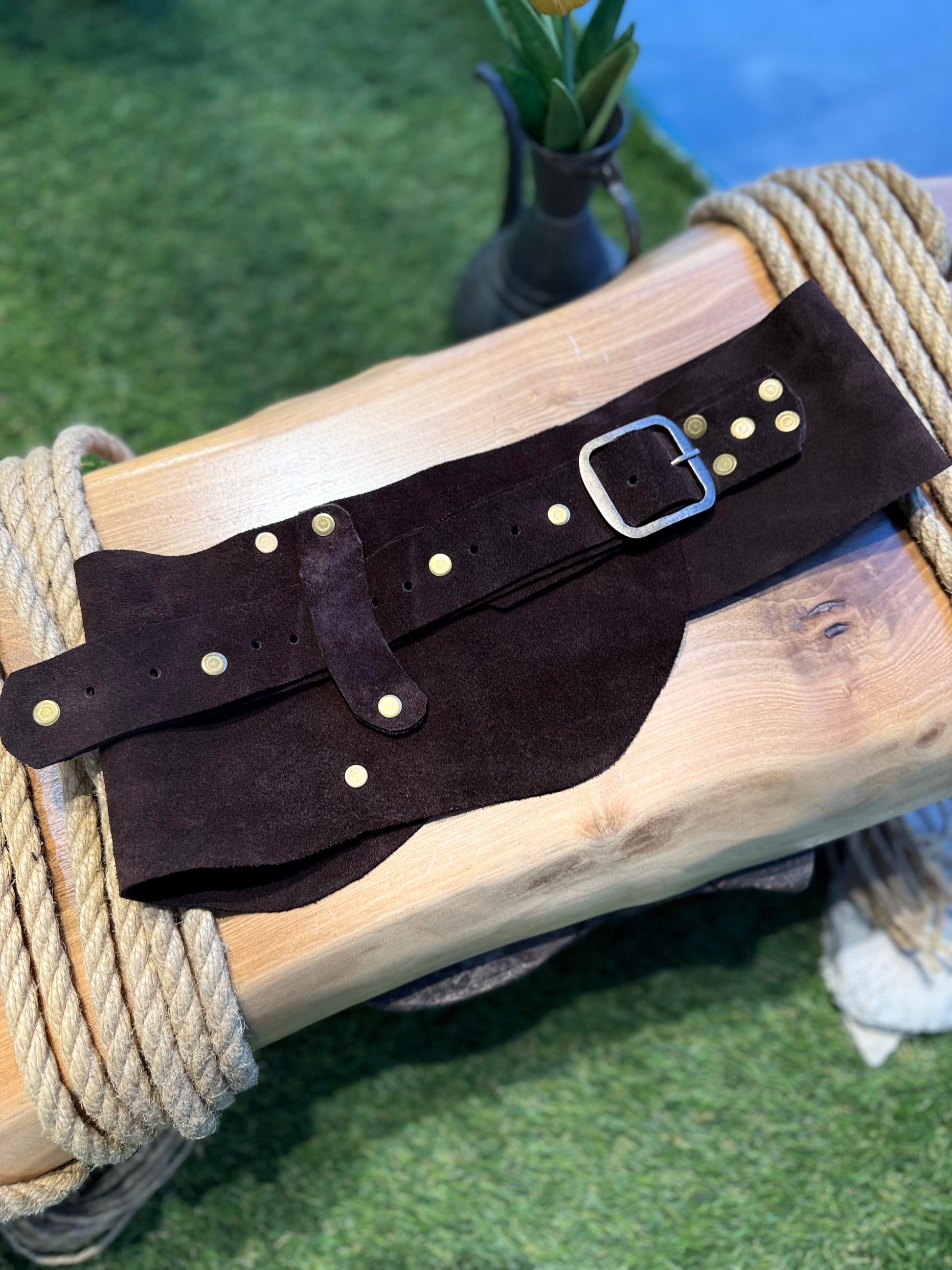 Sorelle Acı Kahve Nubuk Süet Hakiki Deri Kemer - Vintage Tasarım – Bohem Tarz Kadın Giyim Tasarım | Yılday Gür Butik