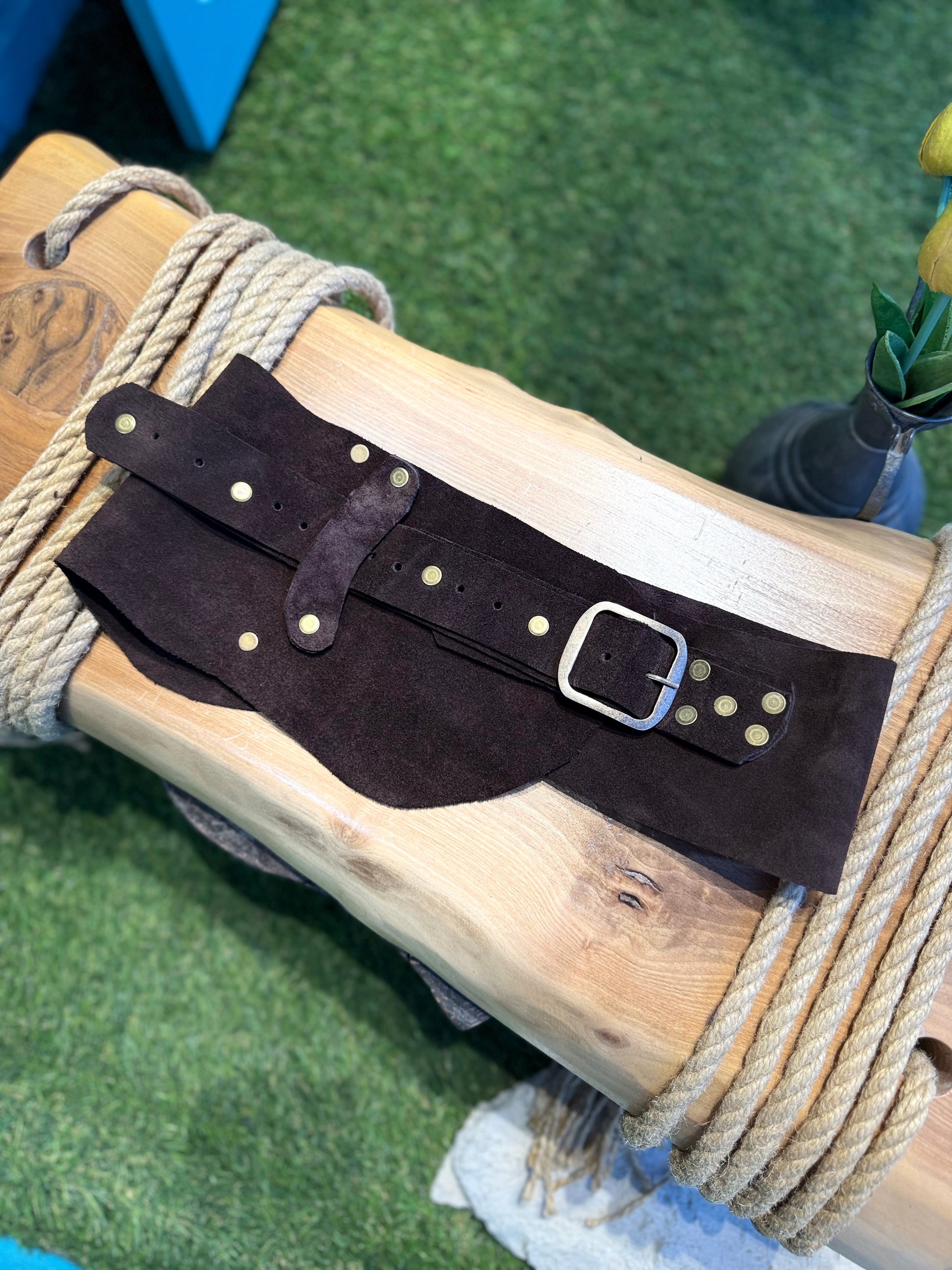 Sorelle Acı Kahve Nubuk Süet Hakiki Deri Kemer - Vintage Tasarım – Bohem Tarz Kadın Giyim Tasarım | Yılday Gür Butik