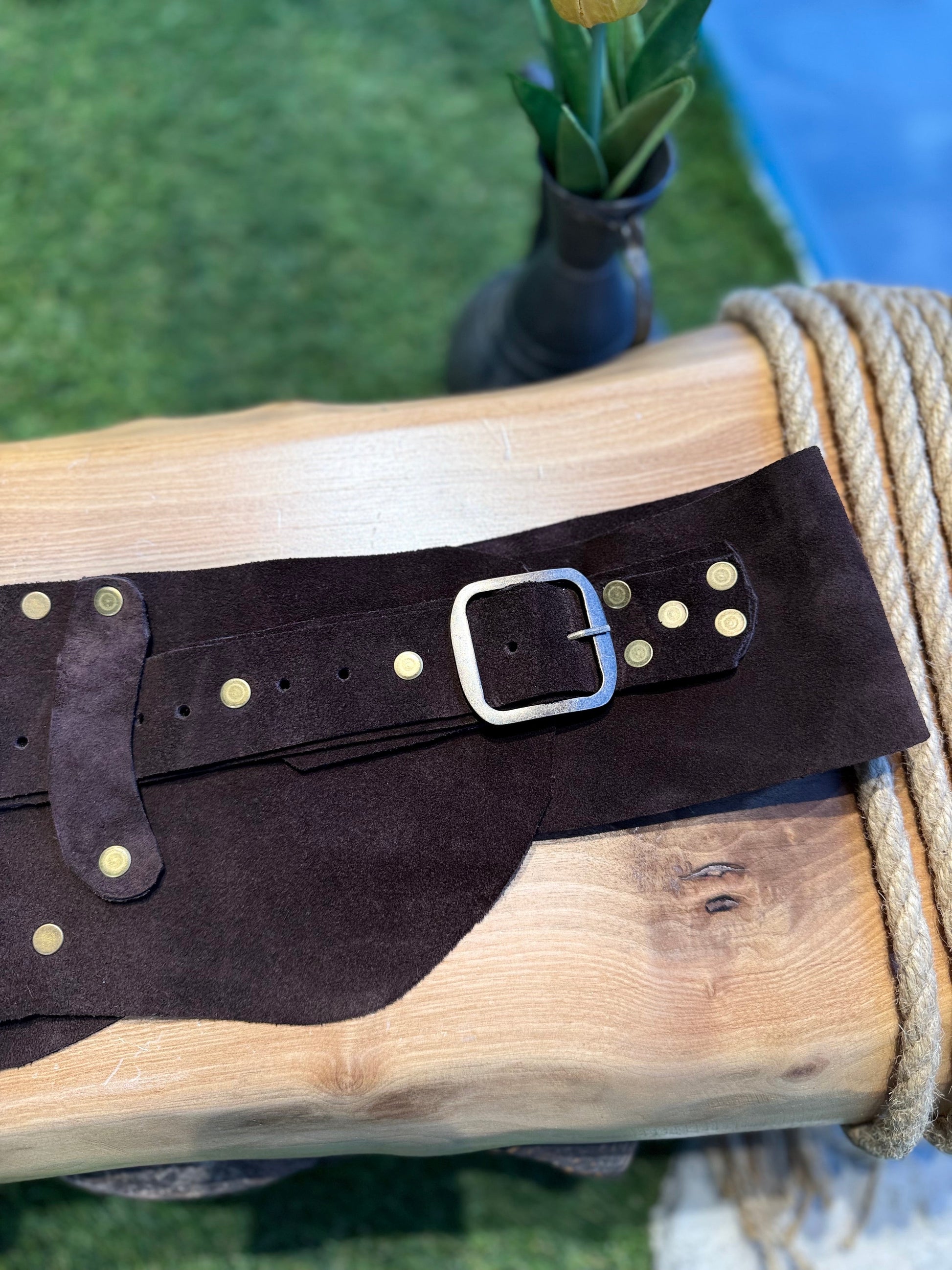 Sorelle Acı Kahve Nubuk Süet Hakiki Deri Kemer - Vintage Tasarım – Bohem Tarz Kadın Giyim Tasarım | Yılday Gür Butik