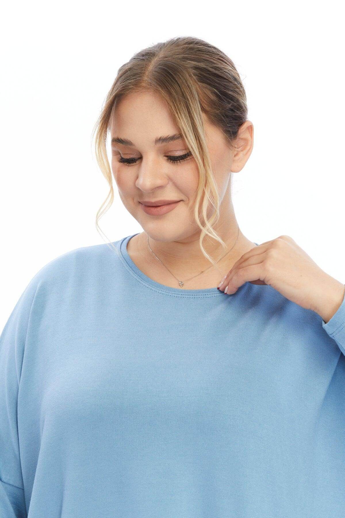 Triko Bebek Mavisi Bluz Giyim > Bluzlar butik bohem giyim – Yılday Gür Butik