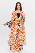 Turuncu Desenli Kimono – Bohem Tarz Kadın Giyim Tasarım | Yılday Gür Butik