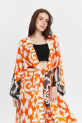 Turuncu Desenli Kimono – Bohem Tarz Kadın Giyim Tasarım | Yılday Gür Butik