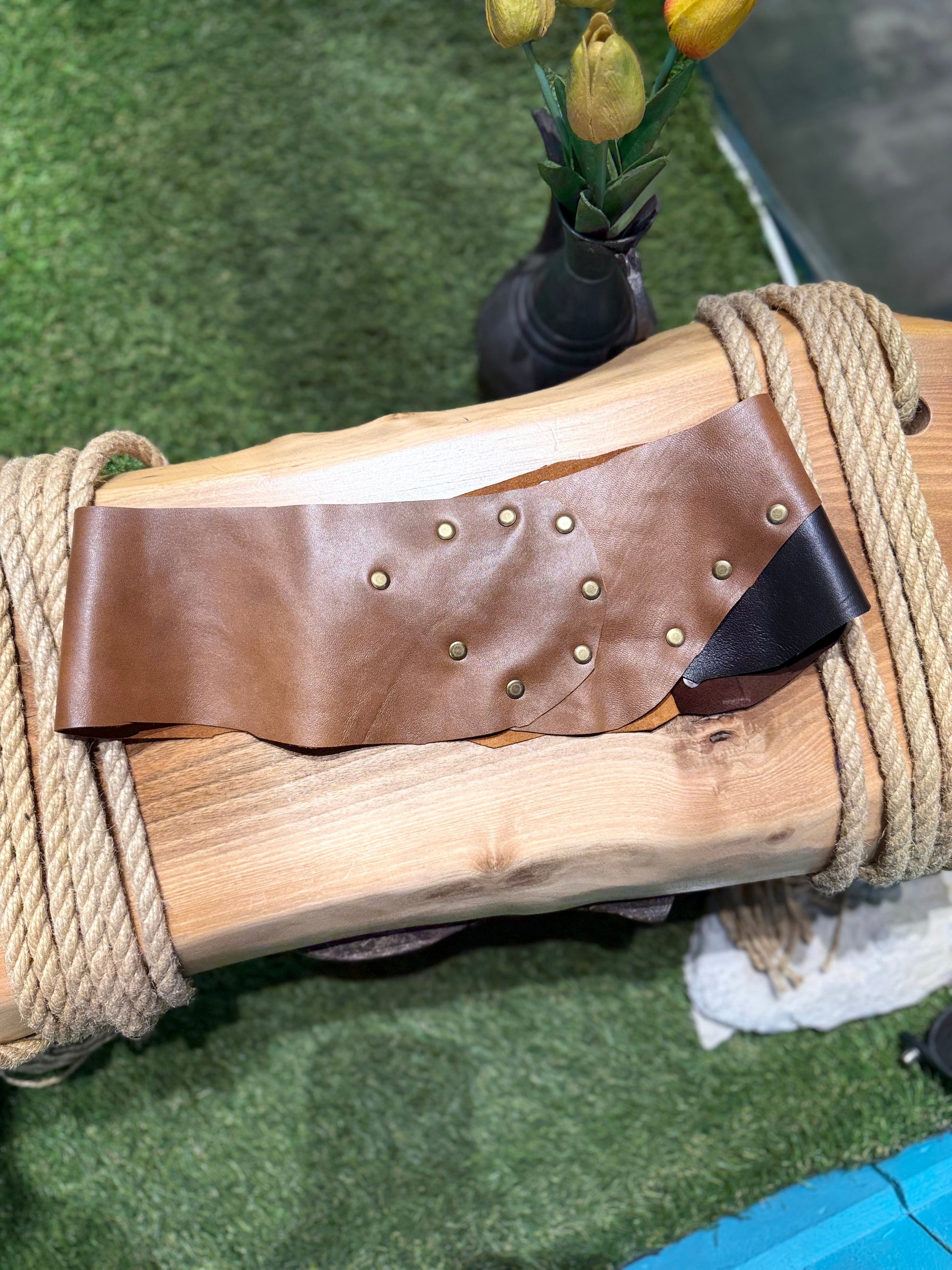 Valora Çift Renk Taba & Acı Kahve Hakiki Deri Tasarım Kemer – Bohem Tarz Kadın Giyim Tasarım | Yılday Gür Butik