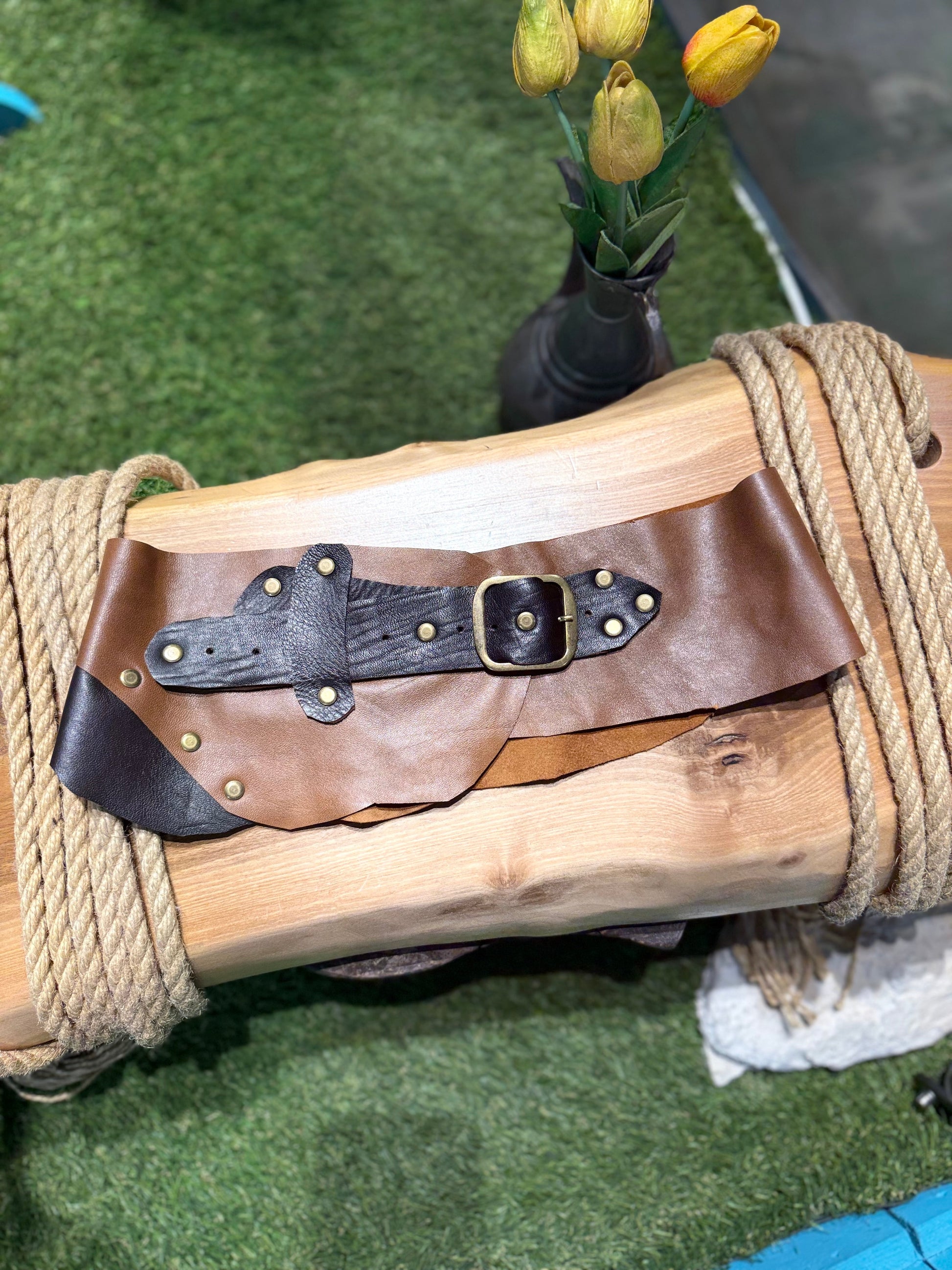 Valora Çift Renk Taba & Acı Kahve Hakiki Deri Tasarım Kemer – Bohem Tarz Kadın Giyim Tasarım | Yılday Gür Butik