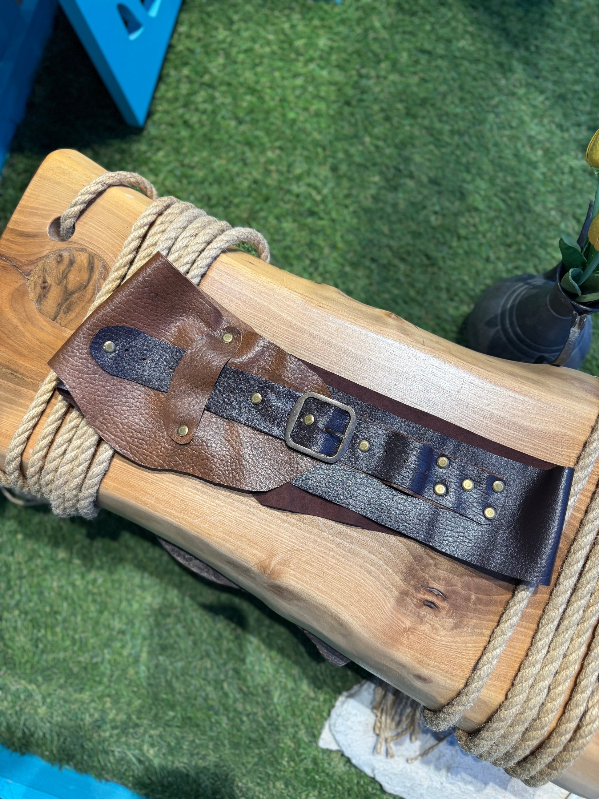 Western Aurenza Çift Tonlu Tasarım Hakiki Deri Kemer - Boho Chic Stili – Bohem Tarz Kadın Giyim Tasarım | Yılday Gür Butik