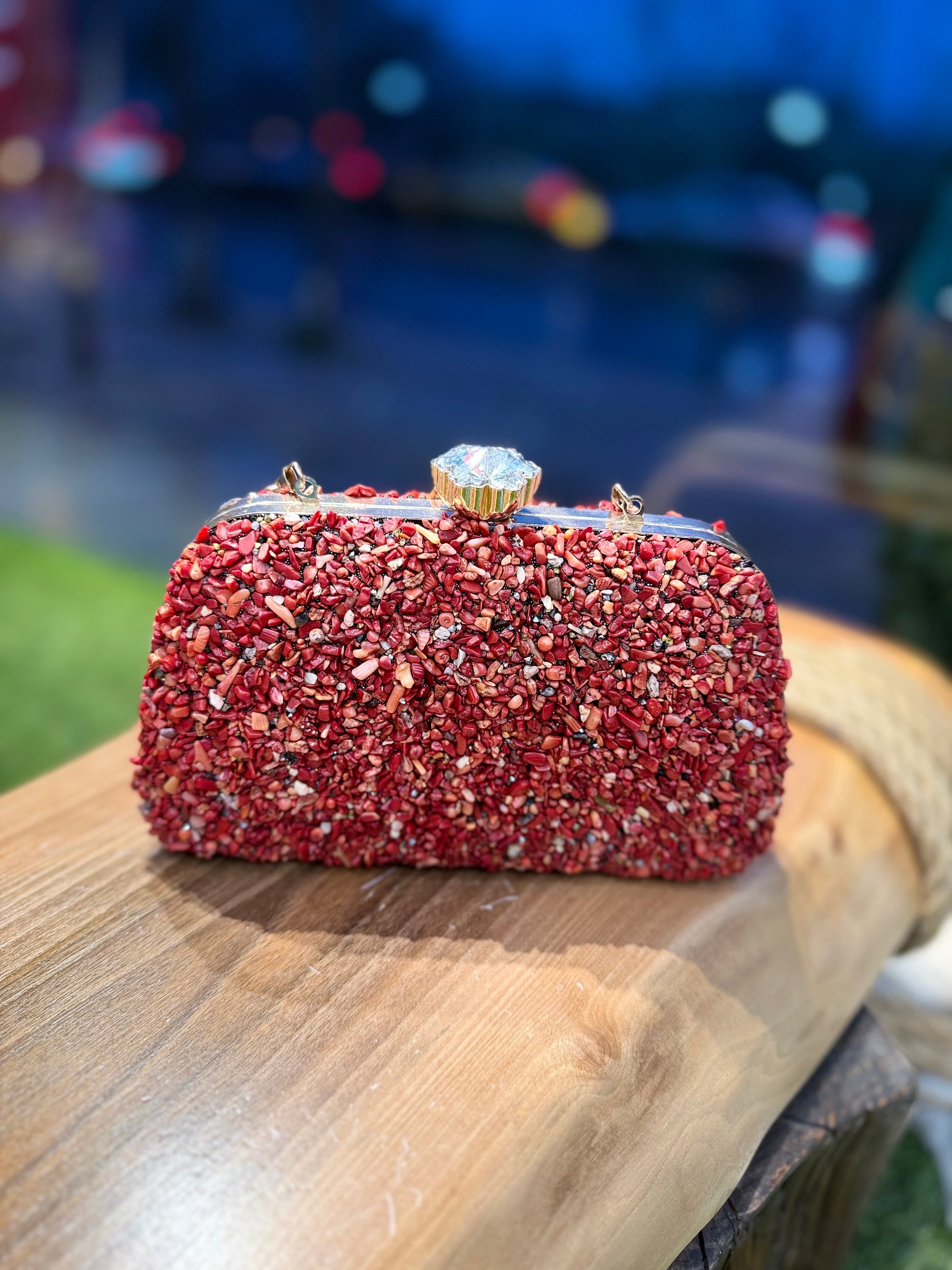 Yoğun Boncuk İşlemeli El Yapımı Clutch Çanta - Bohem Etnik Tasarım – Bohem Tarz Kadın Giyim Tasarım | Yılday Gür Butik