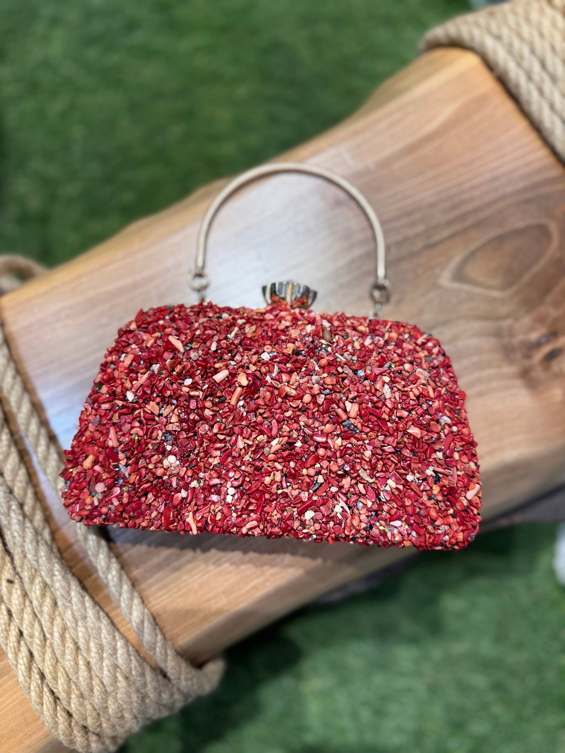 Yoğun Boncuk İşlemeli El Yapımı Clutch Çanta - Bohem Etnik Tasarım – Bohem Tarz Kadın Giyim Tasarım | Yılday Gür Butik