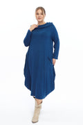 Yün Viskon Kapüşonlu Mavi Elbise Giyim > Elbise butik bohem giyim – Yılday Gür Butik Üsküdar Emaar