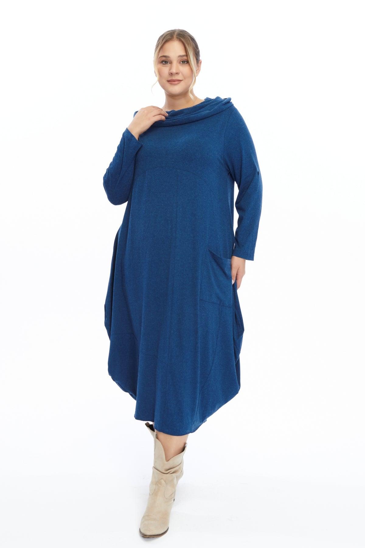 Yün Viskon Kapüşonlu Mavi Elbise Giyim > Elbise butik bohem giyim – Yılday Gür Butik Üsküdar Emaar