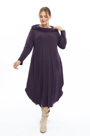 Yün Viskon Kapüşonlu Mor Elbise Giyim > Elbise butik bohem giyim – Yılday Gür Butik Üsküdar Emaar