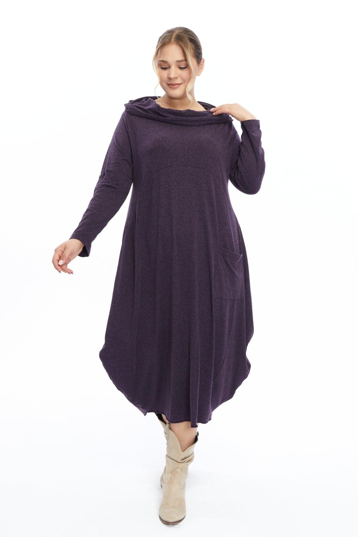 Yün Viskon Kapüşonlu Mor Elbise Giyim > Elbise butik bohem giyim – Yılday Gür Butik Üsküdar Emaar
